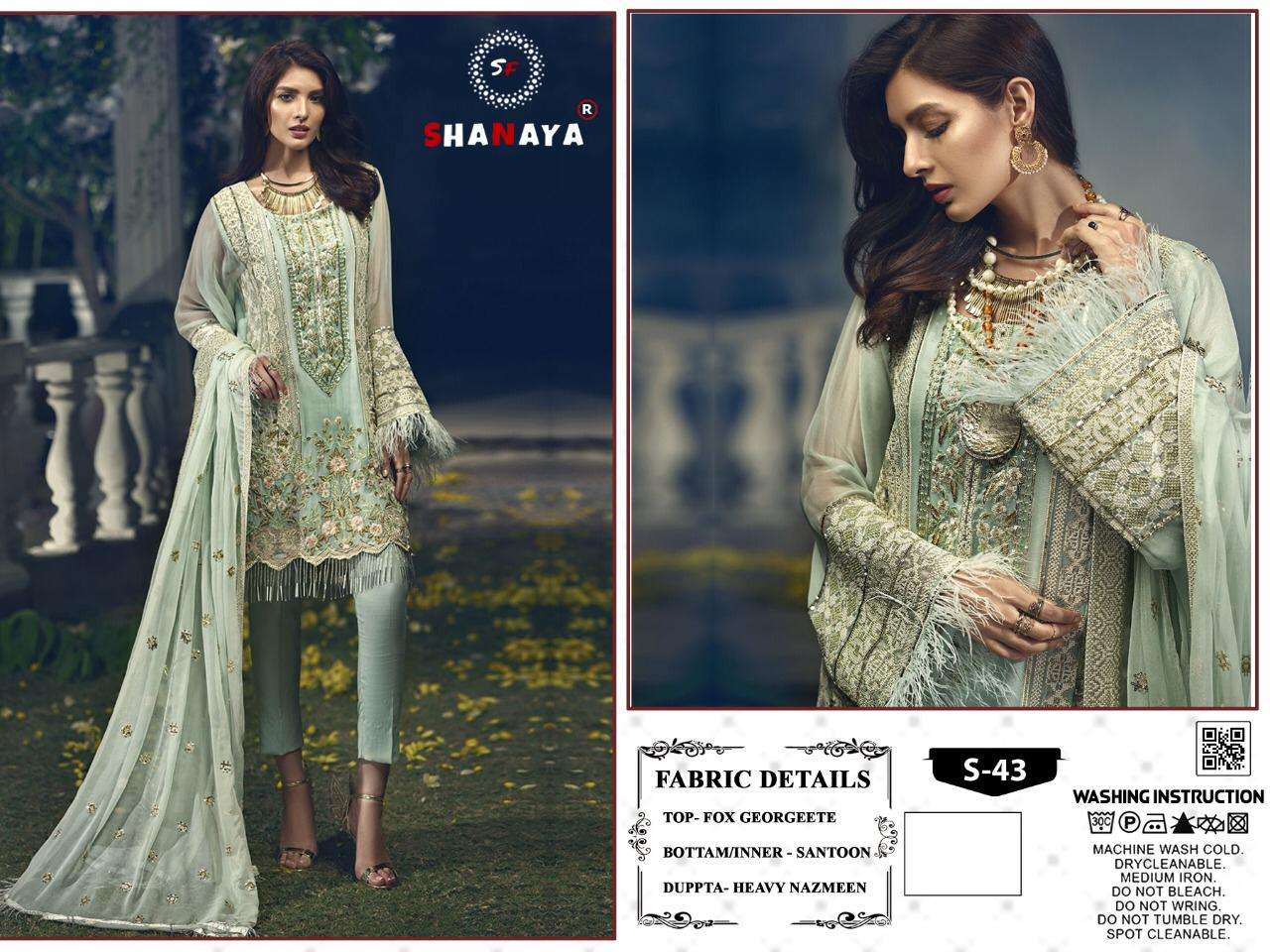 Shanaya Hit Design S-43 By Shanaya Fashion Pakistani Suits Beautiful Fancy Colorful Stylish Party Wear & Occasional Wear Faux Georgette With Embroidery Dresses At Wholesale Price