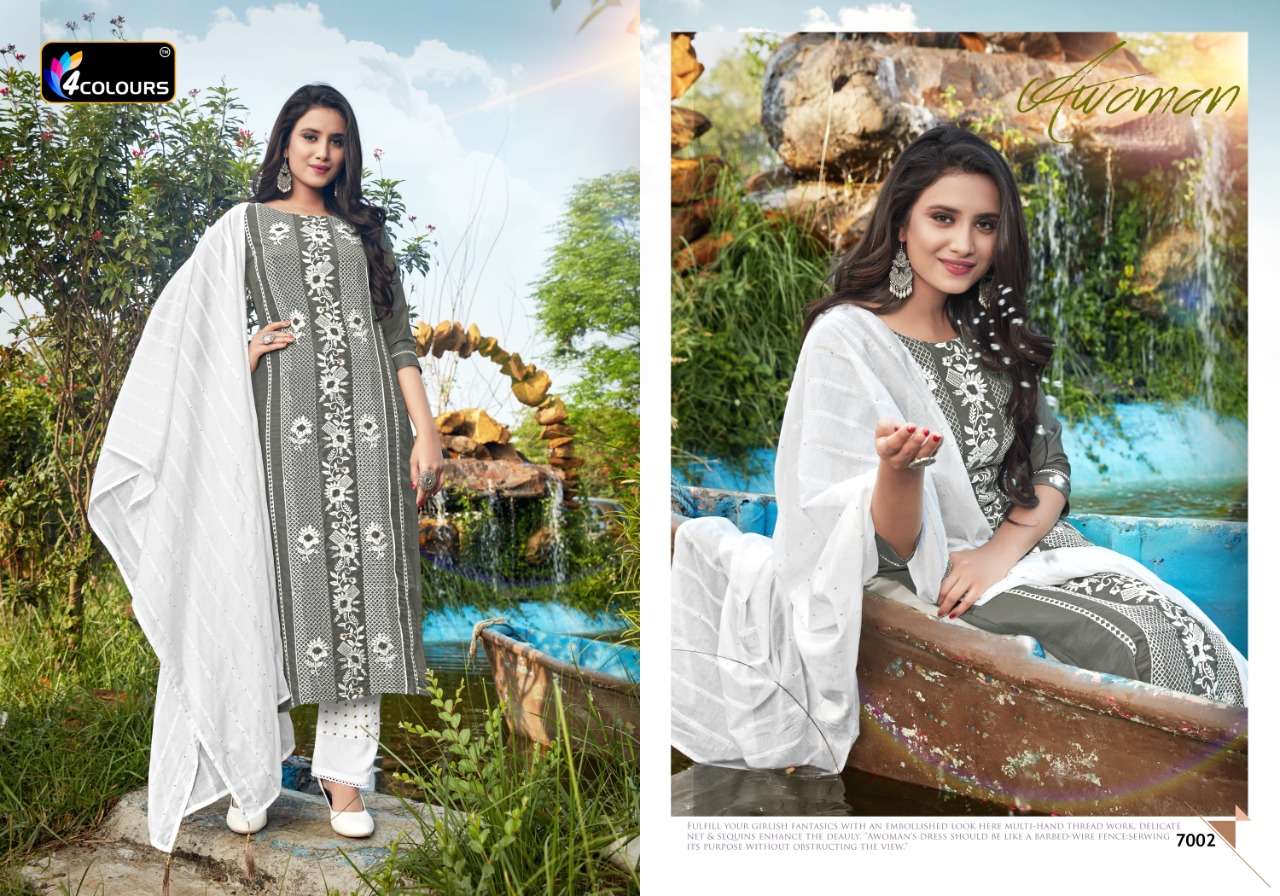 LAKHNAVI BY 4 COLOURS 1001 TO 1006 SERIES DESIGNER BEAUTIFUL SUITS COLORFUL STYLISH FANCY CASUAL WEAR & ETHNIC WEAR PURE MUSLIN EMBROIDERED DRESSES AT WHOLESALE PRICE