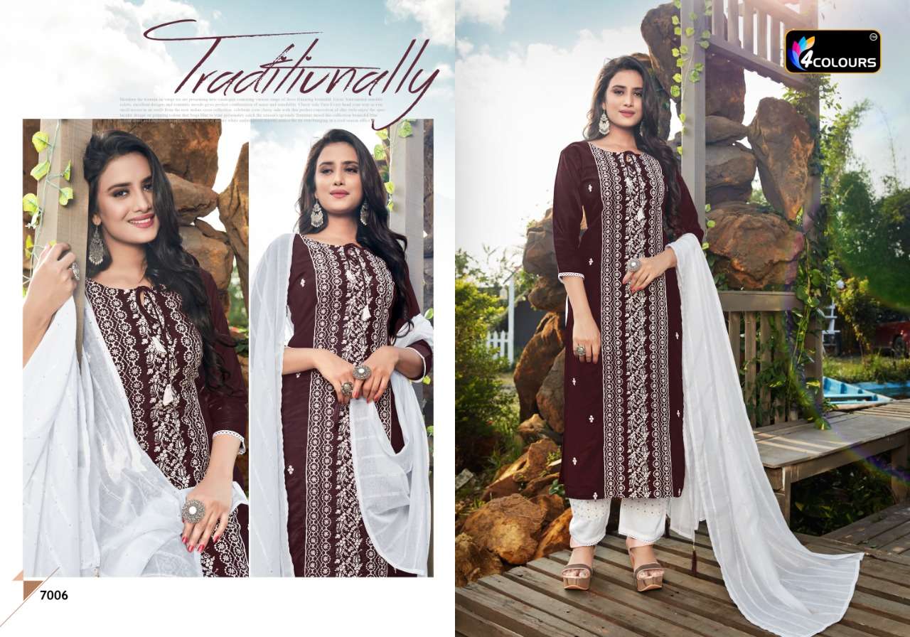 LAKHNAVI BY 4 COLOURS 1001 TO 1006 SERIES DESIGNER BEAUTIFUL SUITS COLORFUL STYLISH FANCY CASUAL WEAR & ETHNIC WEAR PURE MUSLIN EMBROIDERED DRESSES AT WHOLESALE PRICE