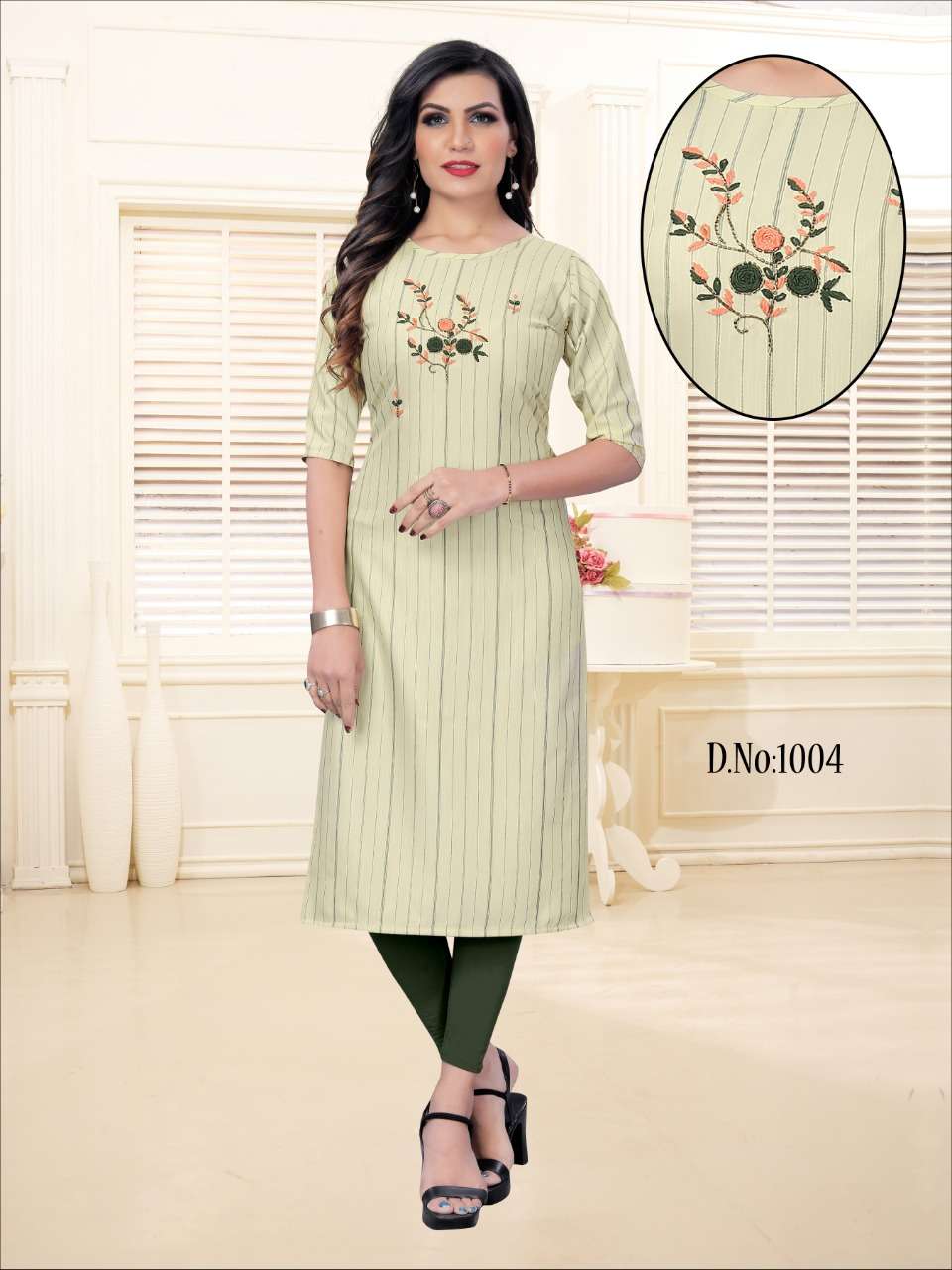 FASHION GALI BY RIDHANI 1001 TO 1005 SERIES BEAUTIFUL STYLISH FANCY COLORFUL CASUAL WEAR & ETHNIC WEAR & READY TO WEAR HEAVY RAYON EMBROIDERED KURTIS AT WHOLESALE PRICE