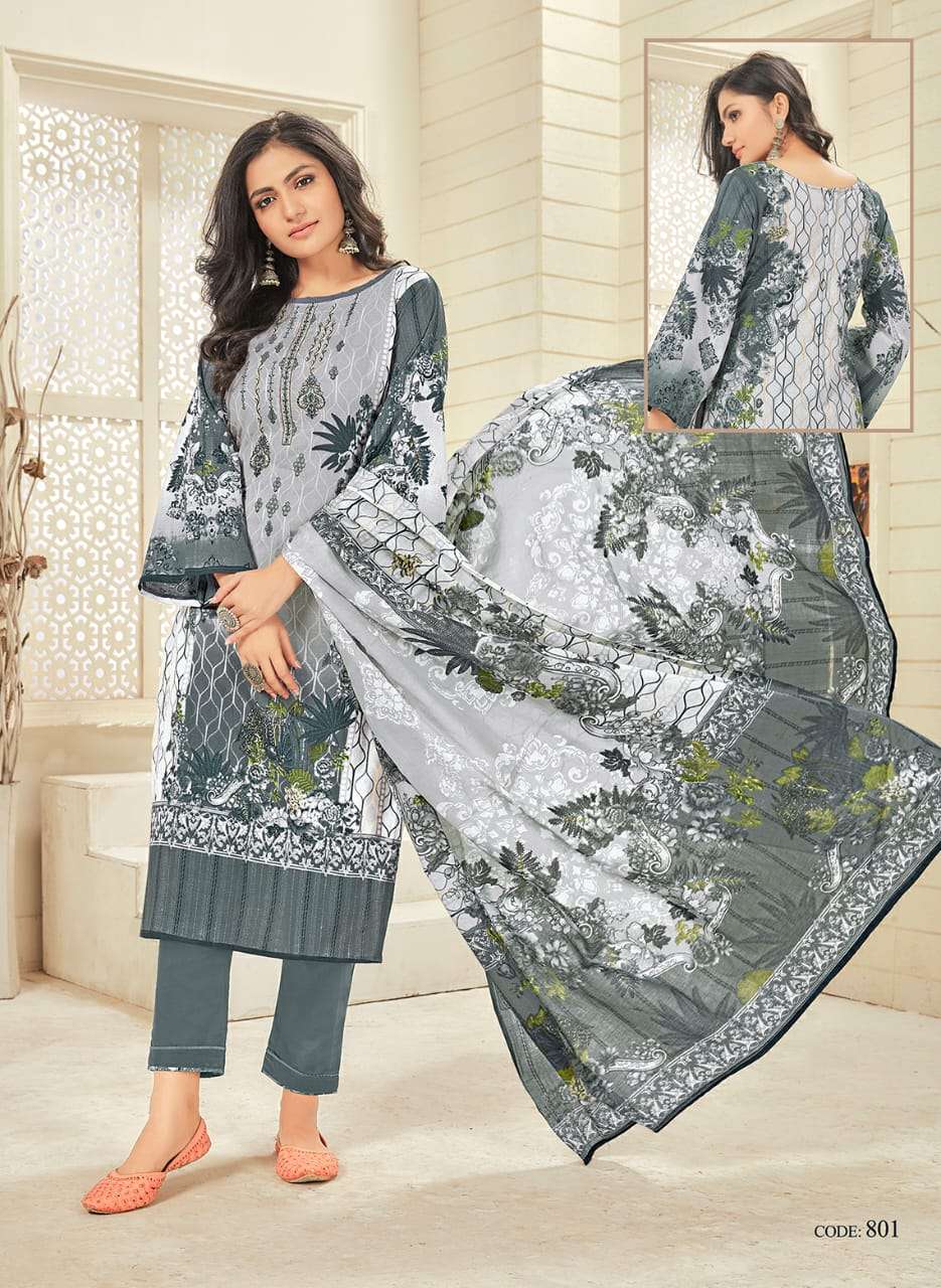 SAMRINA BY VASTU TEX 801 TO 806 SERIES BEAUTIFUL SUITS STYLISH COLORFUL FANCY CASUAL WEAR & ETHNIC WEAR PURE LAWN COTTON WORK DRESSES AT WHOLESALE PRICE