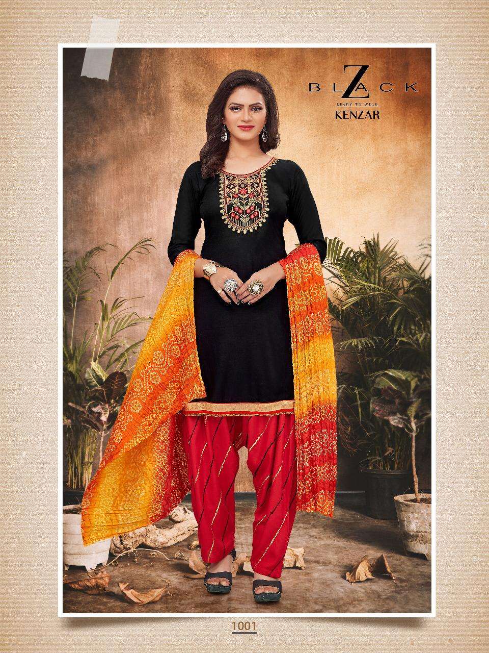 KENZAR BY Z BLACK 1001 TO 1006 SERIES BEAUTIFUL SUITS STYLISH COLORFUL FANCY CASUAL WEAR & ETHNIC WEAR RAYON EMBROIDERED DRESSES AT WHOLESALE PRICE
