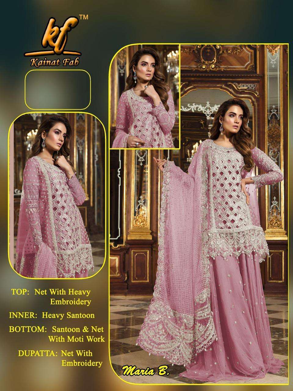 MARIA.B VOL-2 BY KAINAT FAB PAKISTANI SUITS BEAUTIFUL FANCY COLORFUL STYLISH PARTY WEAR & OCCASIONAL WEAR NET WITH EMBROIDERY DRESSES AT WHOLESALE PRICE