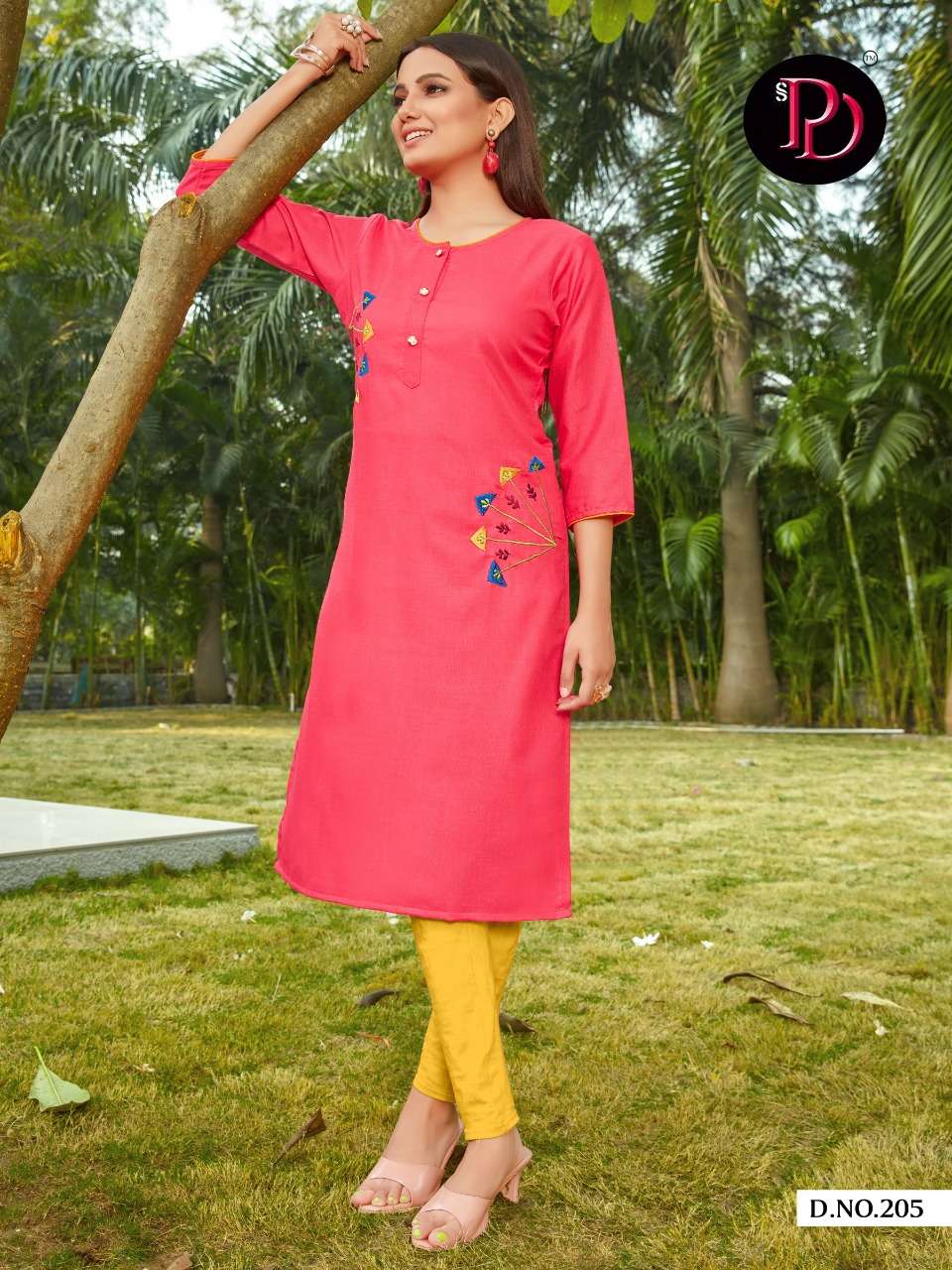 GUNJAN VOL-2 BY POORVI DESIGNER 201 TO 206 SERIES BEAUTIFUL STYLISH FANCY COLORFUL CASUAL WEAR & ETHNIC WEAR & READY TO WEAR SLUB COTTON WITH EMBROIDERED KURTIS AT WHOLESALE PRICE