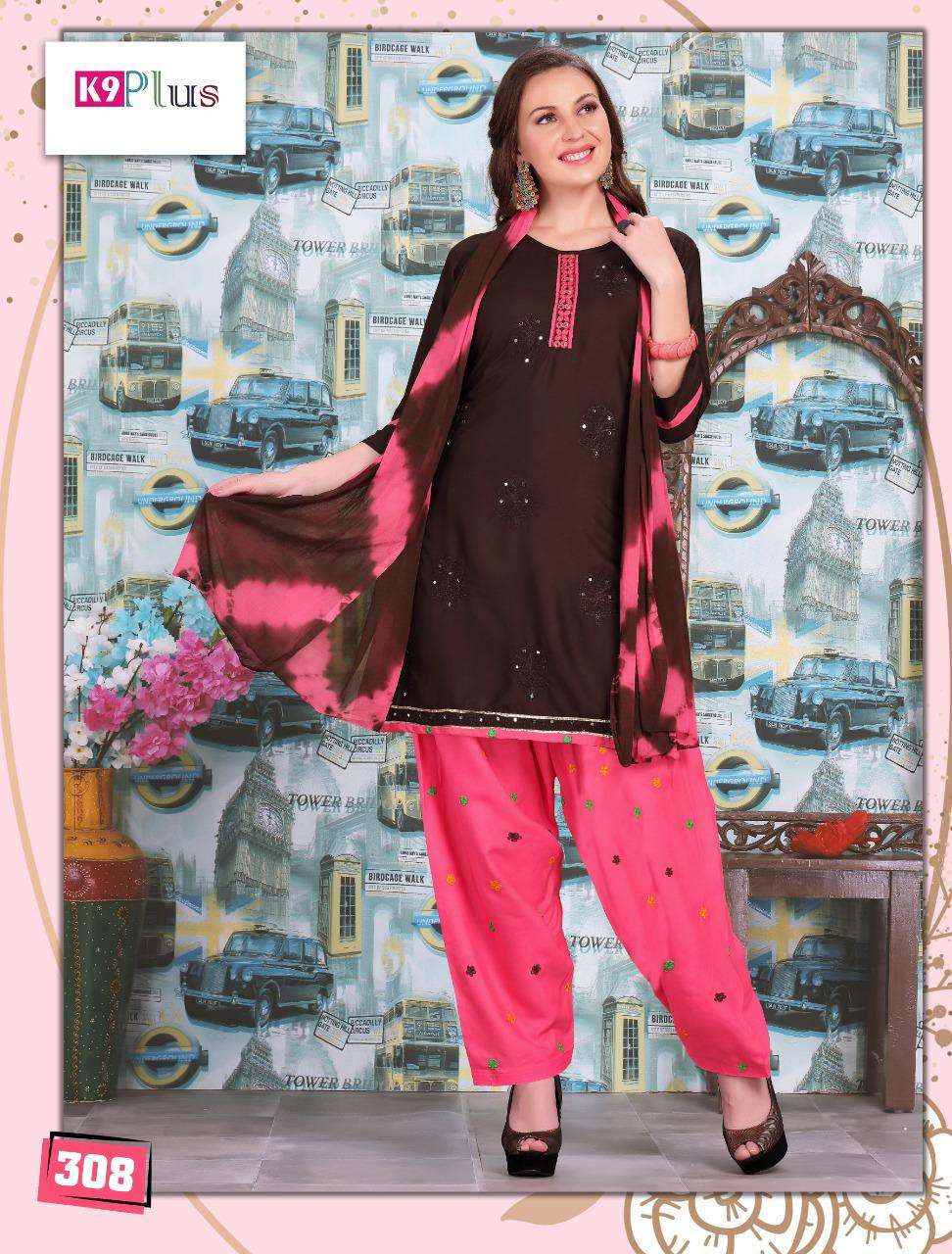 LADDO BY K9 PLUS 301 TO 308 SERIES BEAUTIFUL SUITS COLORFUL STYLISH FANCY CASUAL WEAR & ETHNIC WEAR RAYON EMBROIDERED DRESSES AT WHOLESALE PRICE