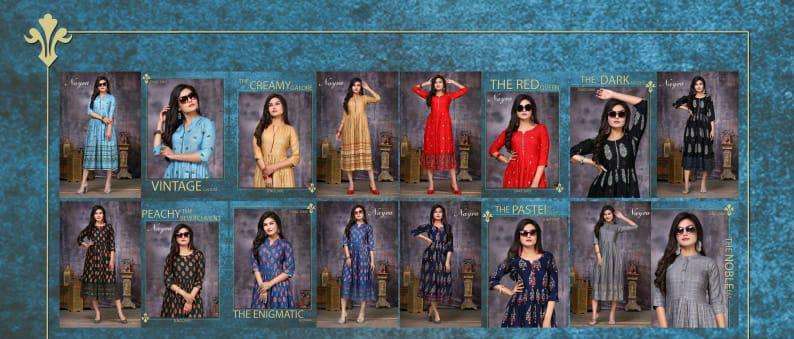 FLOWER BY NAYRA 001 TO 008 SERIES STYLISH FANCY BEAUTIFUL COLORFUL CASUAL WEAR & ETHNIC WEAR HEAVY RAYON GOLD PRINT KURTIS AT WHOLESALE PRICE
