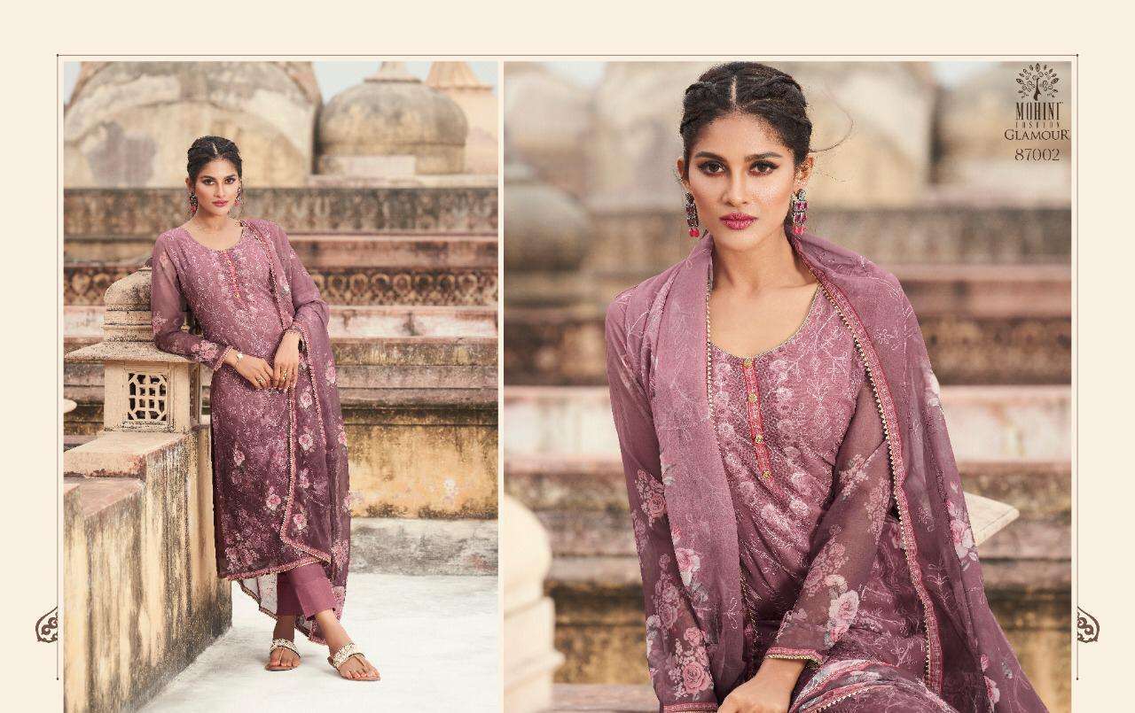 GLAMOUR VOL-87 BY MOHINI FASHION 87001 TO 87006 SERIES DESIGNER FESTIVE SUITS COLLECTION BEAUTIFUL STYLISH FANCY COLORFUL PARTY WEAR & OCCASIONAL WEAR GEORGETTE DIGITAL PRINT WITH EMBROIDERY DRESSES AT WHOLESALE PRICE