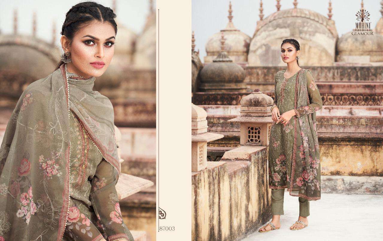 GLAMOUR VOL-87 BY MOHINI FASHION 87001 TO 87006 SERIES DESIGNER FESTIVE SUITS COLLECTION BEAUTIFUL STYLISH FANCY COLORFUL PARTY WEAR & OCCASIONAL WEAR GEORGETTE DIGITAL PRINT WITH EMBROIDERY DRESSES AT WHOLESALE PRICE