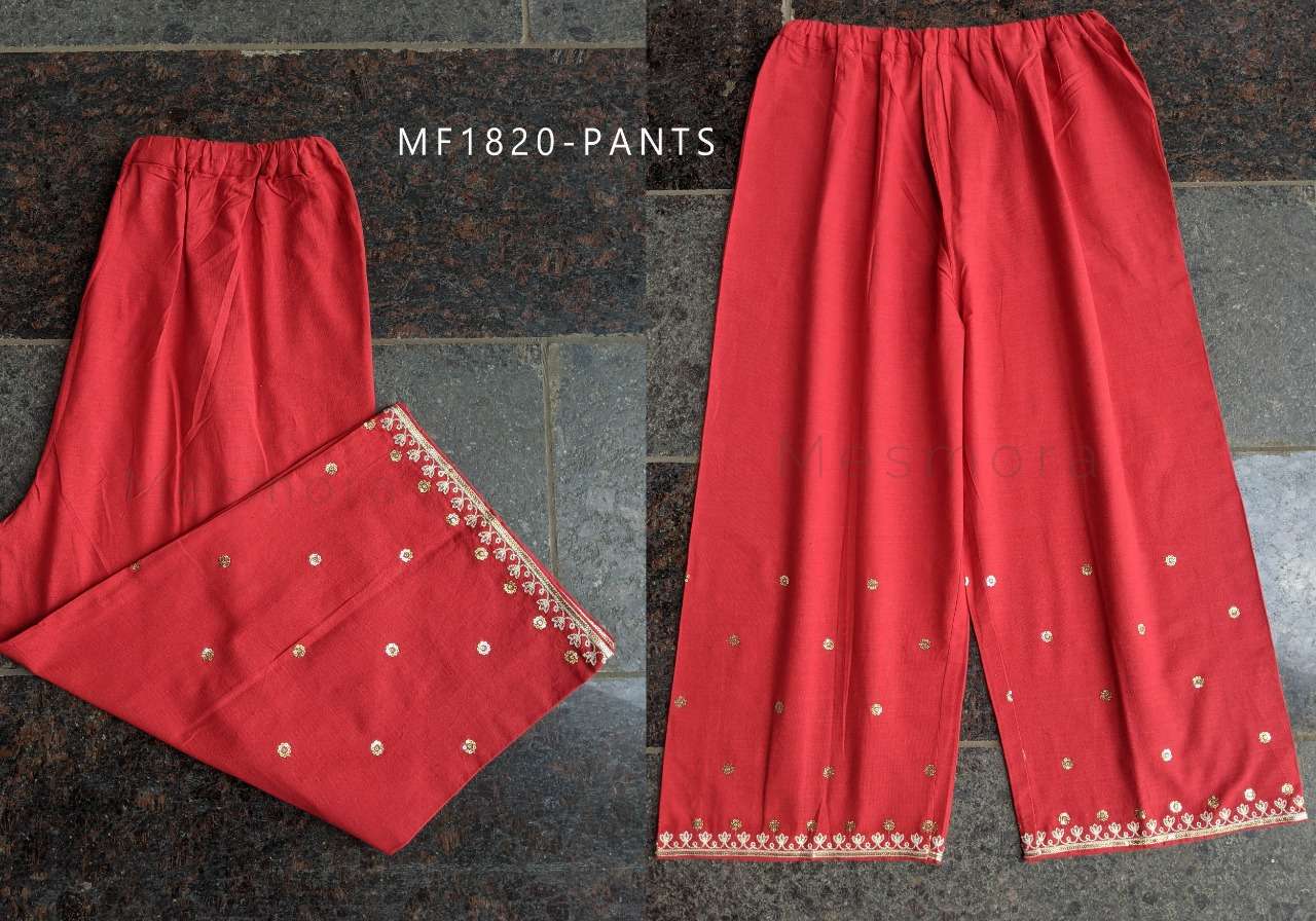 FESTIVE BOTTOM BY KAAMIRI 01 TO 15 SERIES BEAUTIFUL STYLISH COLORFUL FANCY PARTY WEAR & ETHNIC WEAR & READY TO WEAR PURE KHADI EMBROIDERED PALAZZO AT WHOLESALE PRICE