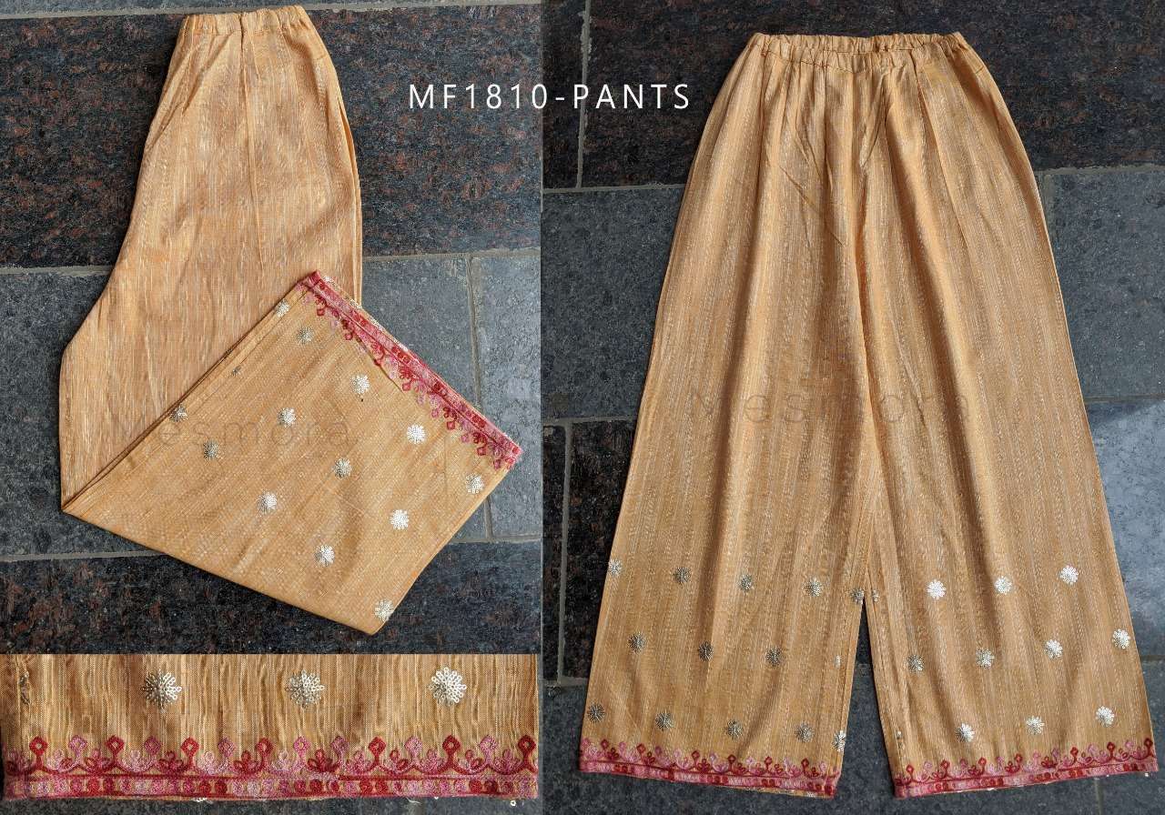 FESTIVE BOTTOM BY KAAMIRI 01 TO 15 SERIES BEAUTIFUL STYLISH COLORFUL FANCY PARTY WEAR & ETHNIC WEAR & READY TO WEAR PURE KHADI EMBROIDERED PALAZZO AT WHOLESALE PRICE