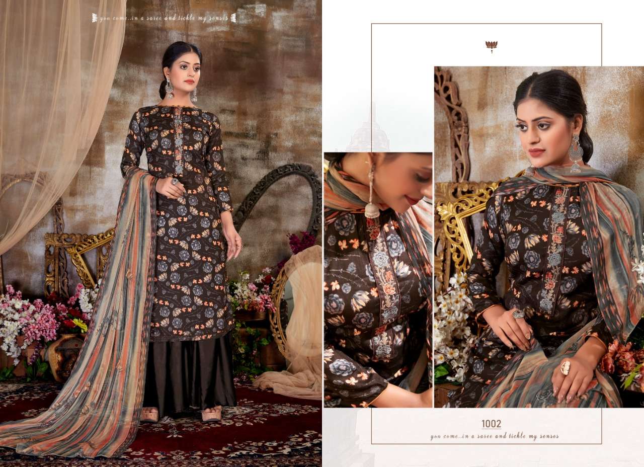 SOPHIE BY RITU INTERNATIONAL 1001 TO 1008 SERIES BEAUTIFUL STYLISH SUITS FANCY COLORFUL CASUAL WEAR & ETHNIC WEAR & READY TO WEAR PURE COTTON SATIN DIGITAL PRINT WITH EMBROIDERY DRESSES AT WHOLESALE PRICE