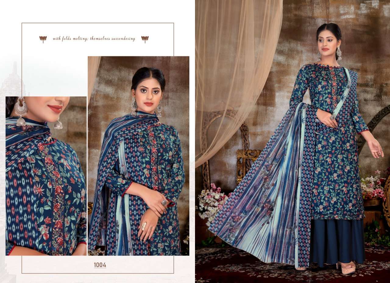 SOPHIE BY RITU INTERNATIONAL 1001 TO 1008 SERIES BEAUTIFUL STYLISH SUITS FANCY COLORFUL CASUAL WEAR & ETHNIC WEAR & READY TO WEAR PURE COTTON SATIN DIGITAL PRINT WITH EMBROIDERY DRESSES AT WHOLESALE PRICE