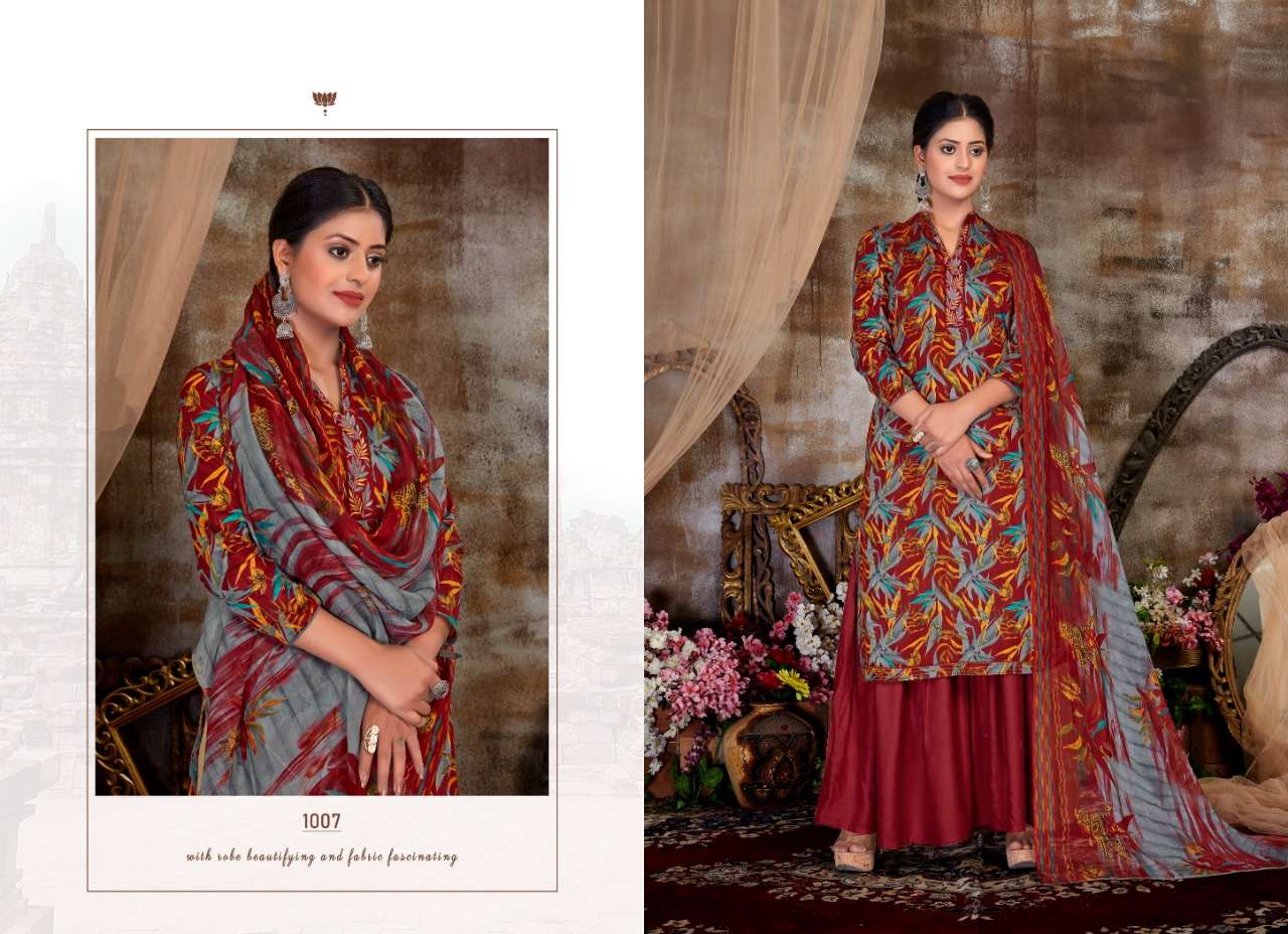 SOPHIE BY RITU INTERNATIONAL 1001 TO 1008 SERIES BEAUTIFUL STYLISH SUITS FANCY COLORFUL CASUAL WEAR & ETHNIC WEAR & READY TO WEAR PURE COTTON SATIN DIGITAL PRINT WITH EMBROIDERY DRESSES AT WHOLESALE PRICE