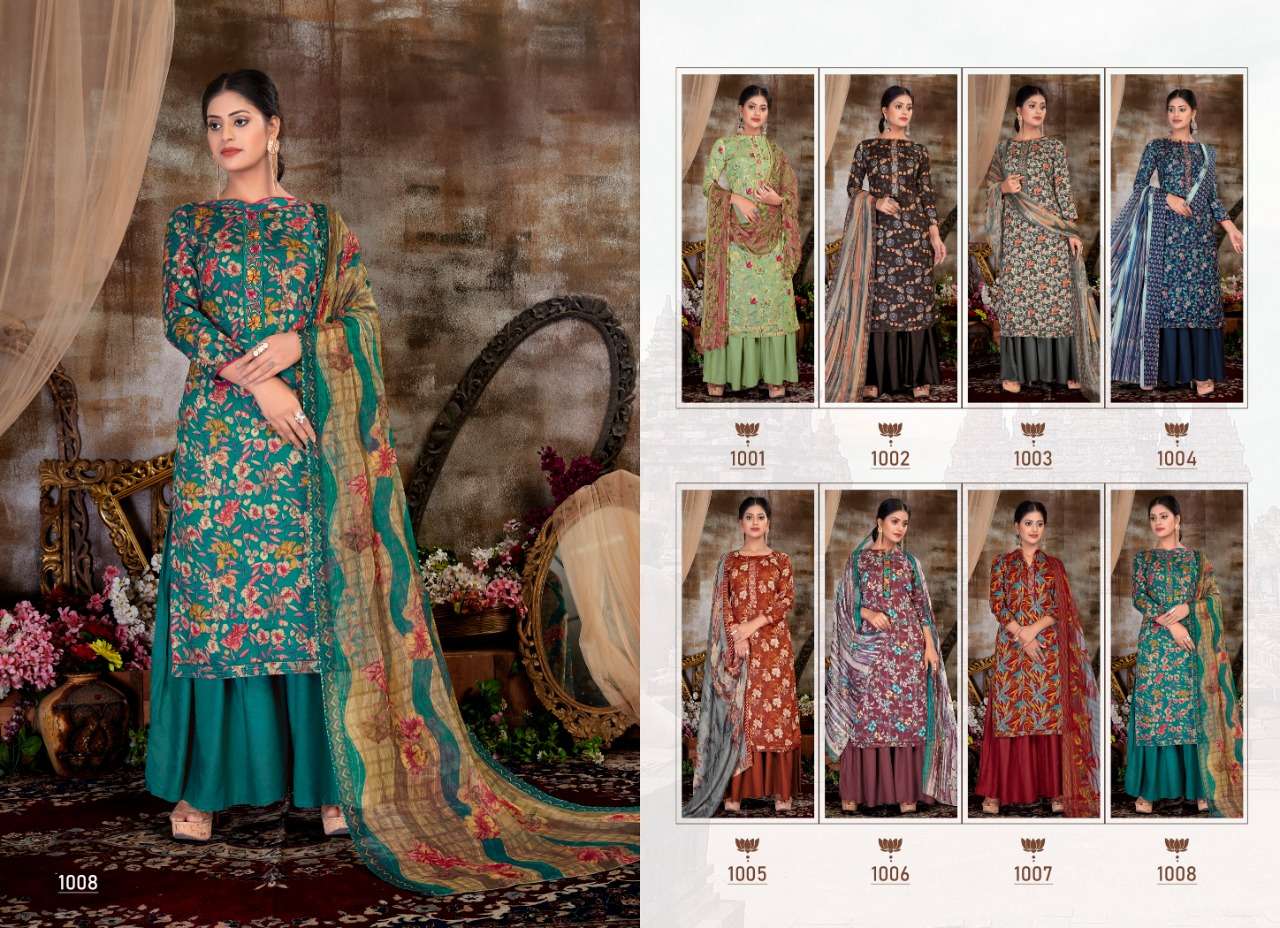 SOPHIE BY RITU INTERNATIONAL 1001 TO 1008 SERIES BEAUTIFUL STYLISH SUITS FANCY COLORFUL CASUAL WEAR & ETHNIC WEAR & READY TO WEAR PURE COTTON SATIN DIGITAL PRINT WITH EMBROIDERY DRESSES AT WHOLESALE PRICE