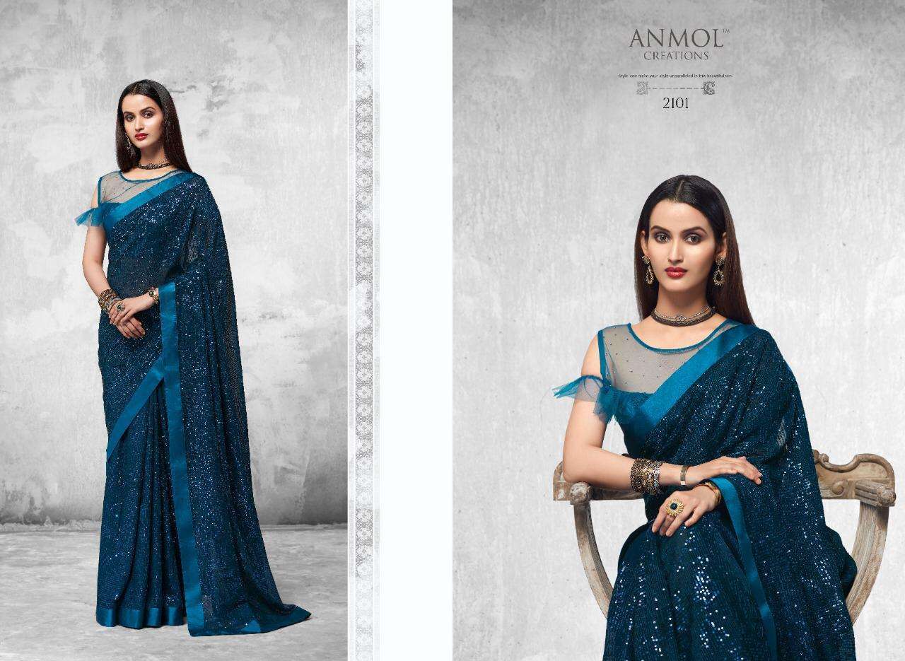 INNARA BY ANMOL CREATION 2101 TO 2109 SERIES INDIAN TRADITIONAL WEAR COLLECTION BEAUTIFUL STYLISH FANCY COLORFUL PARTY WEAR & OCCASIONAL WEAR BLOOMING GEORGETTE SAREES AT WHOLESALE PRICE