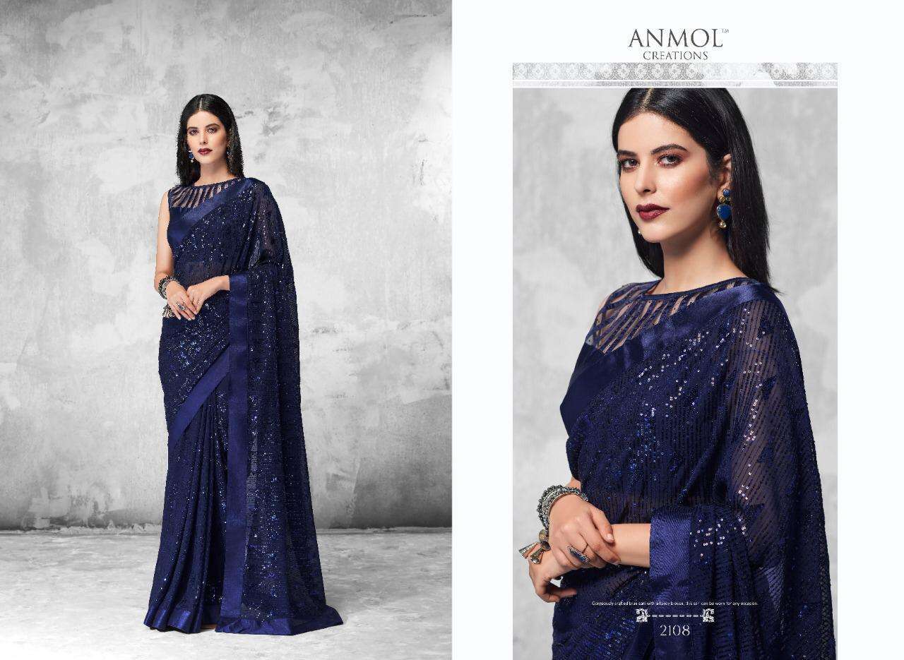 INNARA BY ANMOL CREATION 2101 TO 2109 SERIES INDIAN TRADITIONAL WEAR COLLECTION BEAUTIFUL STYLISH FANCY COLORFUL PARTY WEAR & OCCASIONAL WEAR BLOOMING GEORGETTE SAREES AT WHOLESALE PRICE