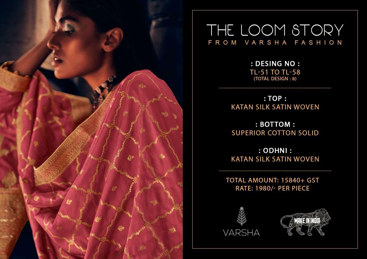 THE LOOM STORY BY VARSHA FASHION 51 TO TO 58 SERIES DESIGNER SUITS COLLECTION BEAUTIFUL STYLISH FANCY COLORFUL PARTY WEAR & ETHNIC WEAR SATAN SILK DRESSES AT WHOLESALE PRICE