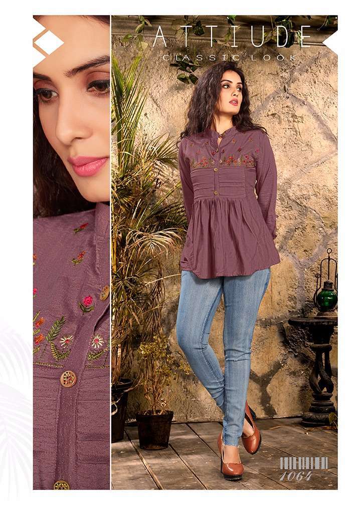 COLORS BY MANYA 1062 TO 1067 SERIES BEAUTIFUL COLORFUL STYLISH FANCY CASUAL WEAR & READY TO WEAR PURE VISCOSE EMBROIDERED TOPS AT WHOLESALE PRICE