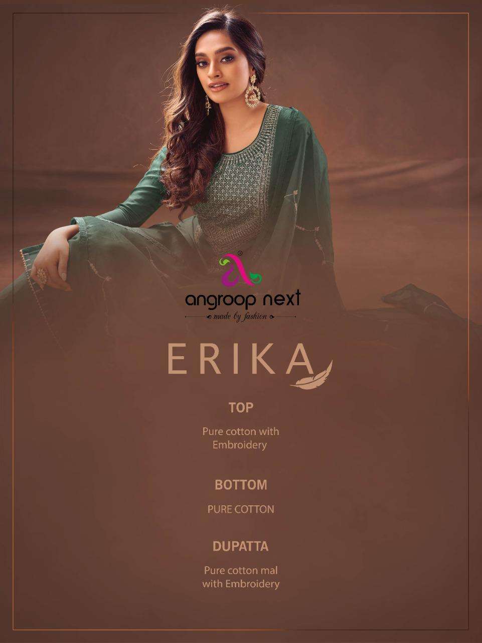ERIKA BY ANGROOP PLUS 8001 TO 8008 SERIES BEAUTIFUL STYLISH FANCY COLORFUL CASUAL WEAR & ETHNIC WEAR PURE COTTON LAWN WITH EMBROIDERY DRESSES AT WHOLESALE PRICE