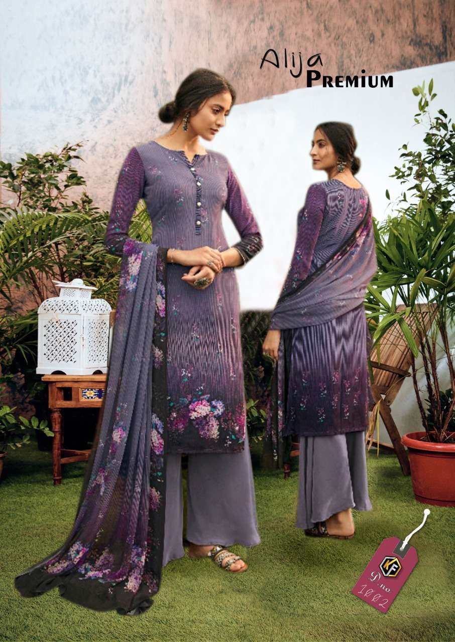 ALIJA PREMIUM LUXURY BY KEVAL FAB 1001 TO 1006 SERIES BEAUTIFUL STYLISH SUITS FANCY COLORFUL CASUAL WEAR & ETHNIC WEAR & READY TO WEAR HEAVY COTTON PRINTED DRESSES AT WHOLESALE PRICE