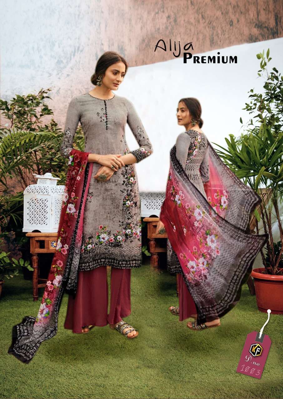 ALIJA PREMIUM LUXURY BY KEVAL FAB 1001 TO 1006 SERIES BEAUTIFUL STYLISH SUITS FANCY COLORFUL CASUAL WEAR & ETHNIC WEAR & READY TO WEAR HEAVY COTTON PRINTED DRESSES AT WHOLESALE PRICE