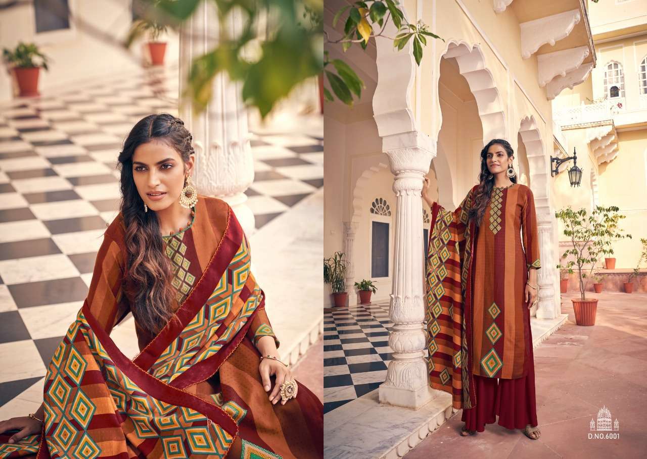 KENZA BY AZARA 6001 TO 6008 SERIES BEAUTIFUL COLORFUL STYLISH FANCY CASUAL WEAR & ETHNIC WEAR & READY TO WEAR PURE CAMBRIC COTTON PRINT WITH WORK DRESSES AT WHOLESALE PRICE