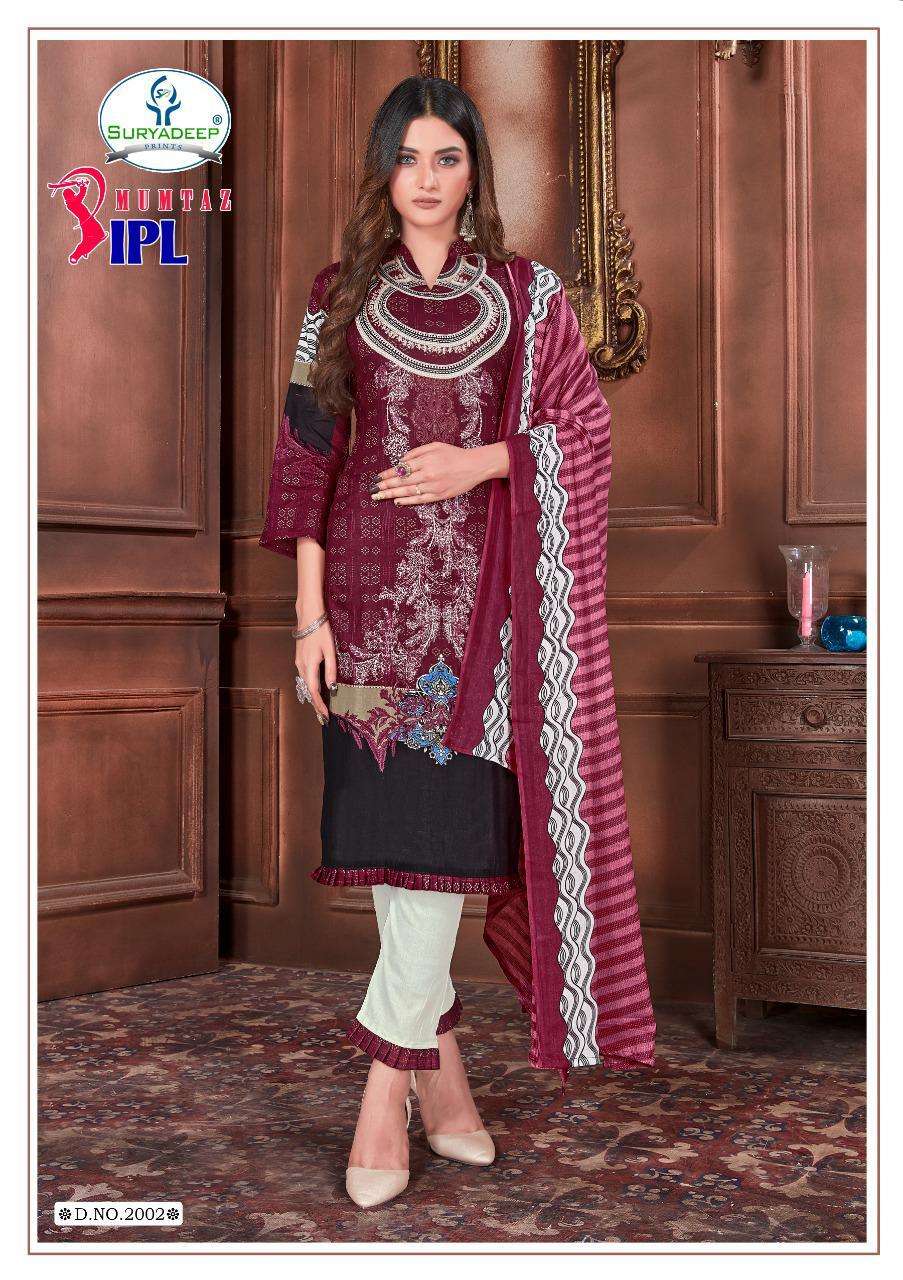 IPL MUMTAZ VOL-2 BY SURYADEEP 2001 TO 2010 SERIES BEAUTIFUL SUITS STYLISH FANCY COLORFUL CASUAL WEAR & ETHNIC WEAR PURE COTTON PRINT DRESSES AT WHOLESALE PRICE