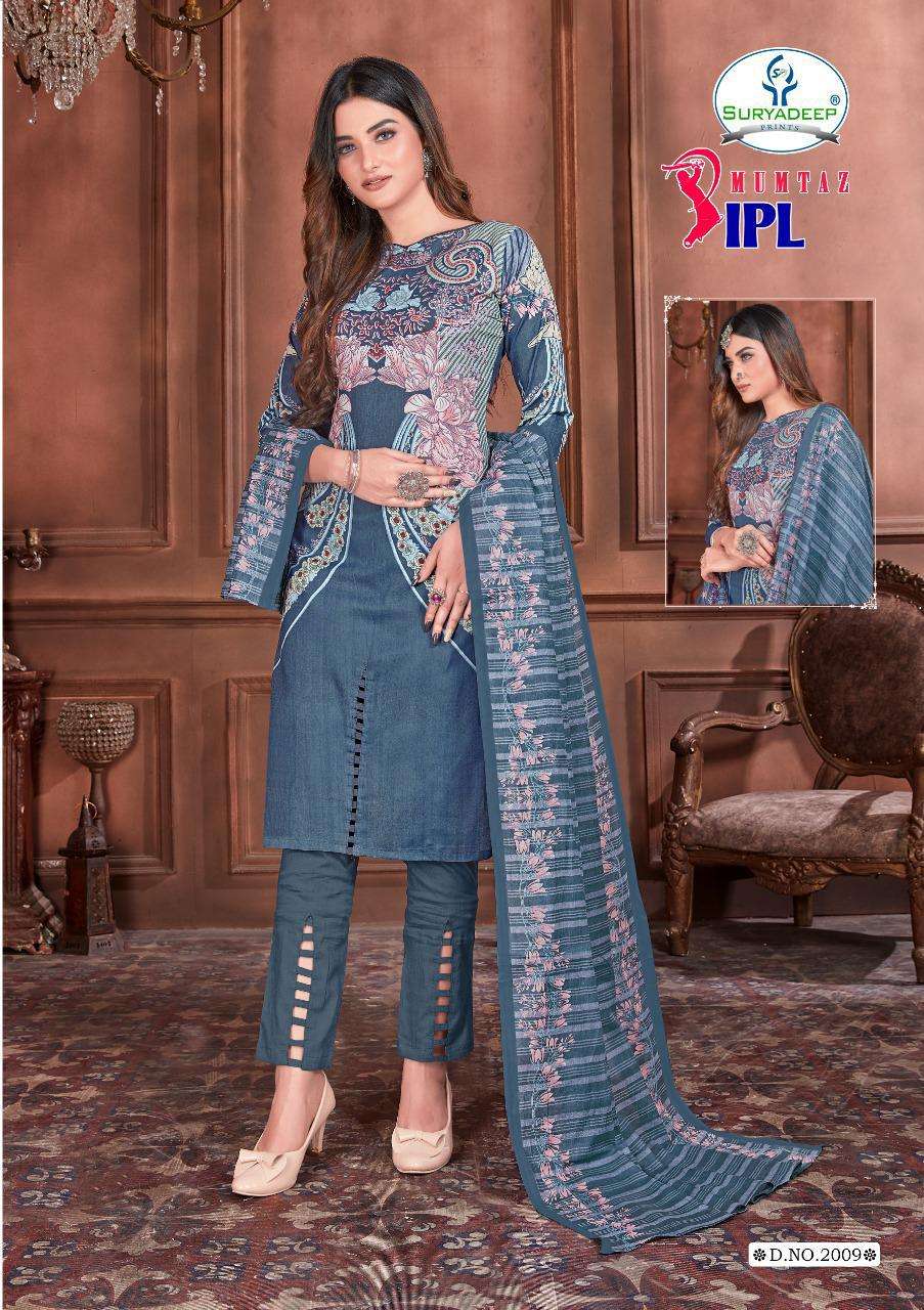 IPL MUMTAZ VOL-2 BY SURYADEEP 2001 TO 2010 SERIES BEAUTIFUL SUITS STYLISH FANCY COLORFUL CASUAL WEAR & ETHNIC WEAR PURE COTTON PRINT DRESSES AT WHOLESALE PRICE