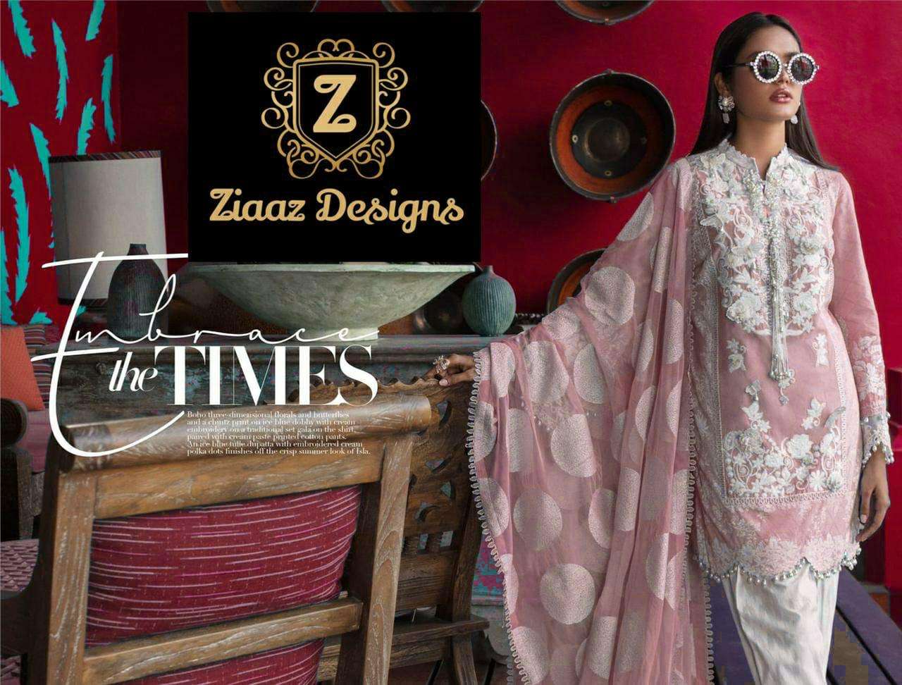 SANA SAFINAZ COLOURS BY ZIAAZ DESIGNS A TO C SERIES BEAUTIFUL SUITS STYLISH FANCY COLORFUL PARTY WEAR & OCCASIONAL WEAR LAWN COTTON WITH EMBROIDERY DRESSES AT WHOLESALE PRICE