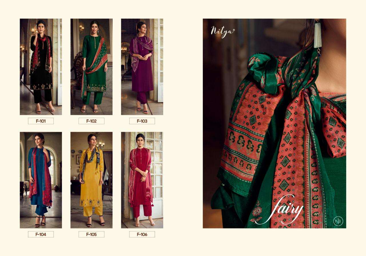 FAIRY BY LT FABRICS 101 TO 106 SERIES DESIGNER SUITS BEAUTIFUL STYLISH FANCY COLORFUL PARTY WEAR & OCCASIONAL WEAR SILK DRESSES AT WHOLESALE PRICE