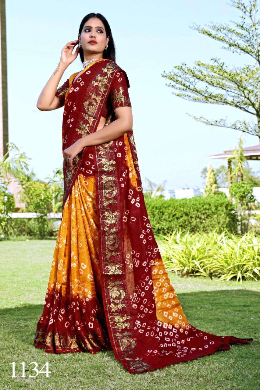 BANDHANI SAREES VOL-11 BY FASHID WHOLESALE 1131 TO 1138 SERIES INDIAN TRADITIONAL WEAR COLLECTION BEAUTIFUL STYLISH FANCY COLORFUL PARTY WEAR & OCCASIONAL WEAR ART SILK SAREES AT WHOLESALE PRICE