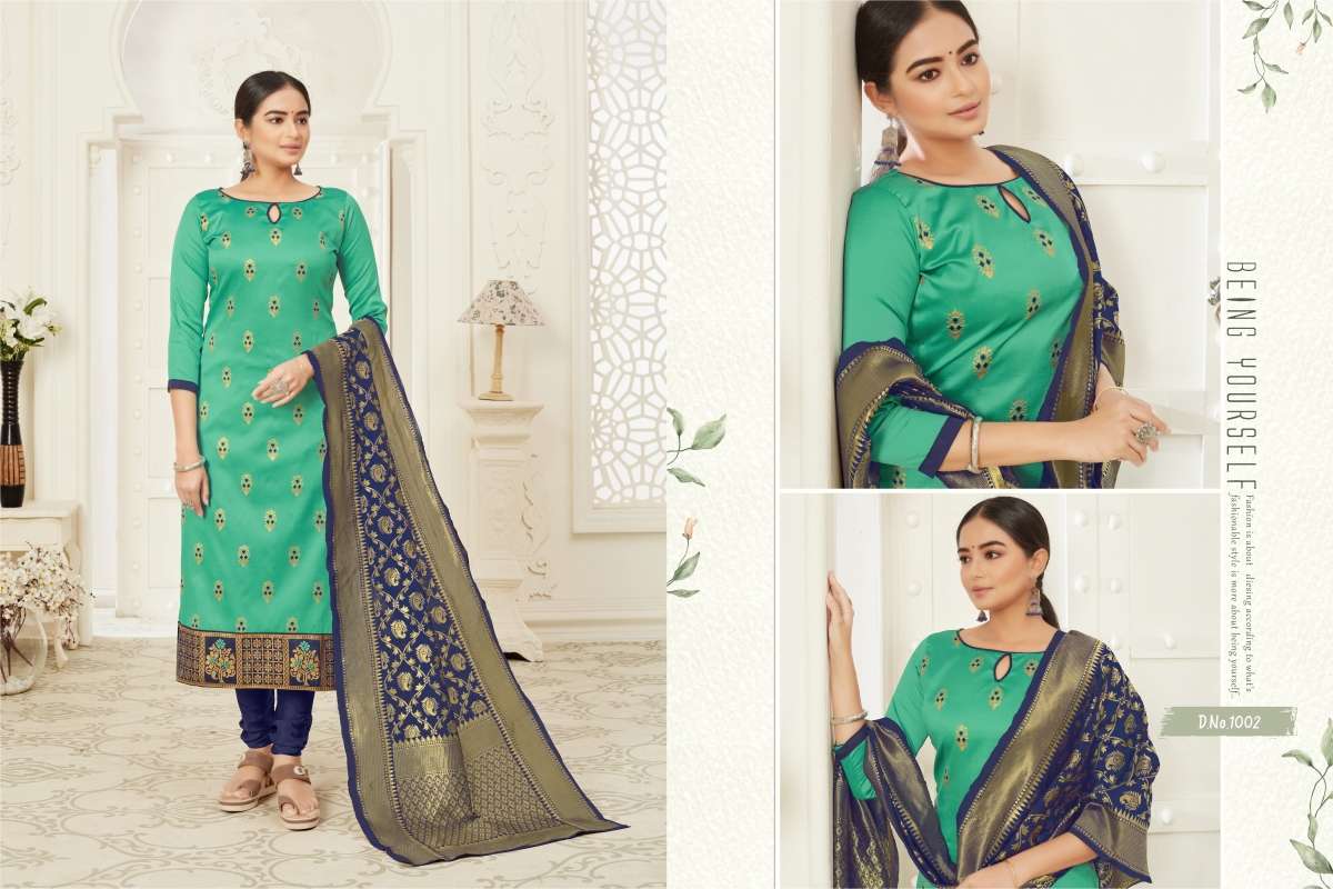 JANVI VOL-1 BY PRINCE 1001 TO 1006 SERIES BEAUTIFUL SUITS STYLISH FANCY COLORFUL PARTY WEAR & OCCASIONAL WEAR JACQUARD SILK DRESSES AT WHOLESALE PRICE