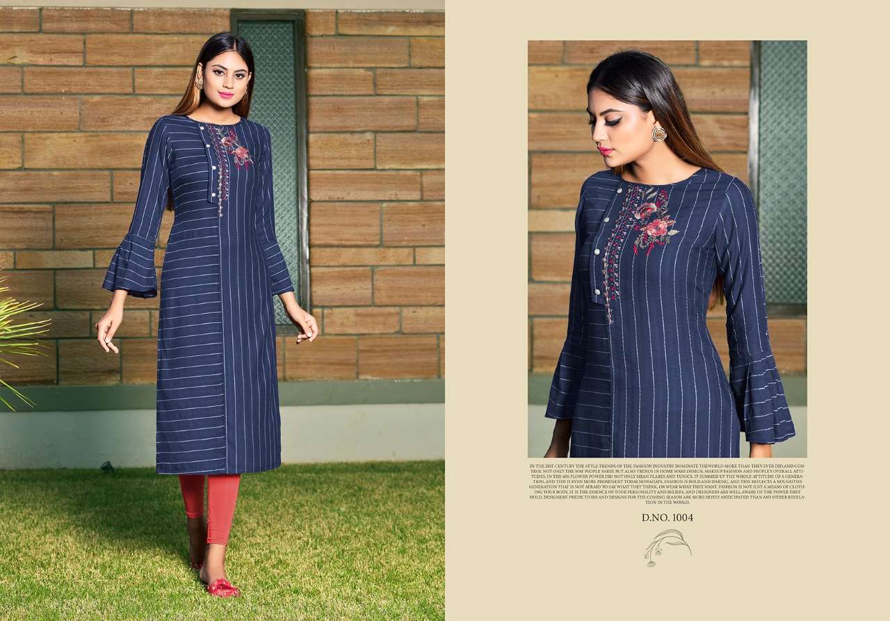 VISHWA BY NITISHA NX 1001 TO 1008 SERIES BEAUTIFUL SUITS COLORFUL STYLISH FANCY CASUAL WEAR & ETHNIC WEAR SOFT COTTON SLUB PRINT WITH EMBROIDERY KURTIS AT WHOLESALE PRICE