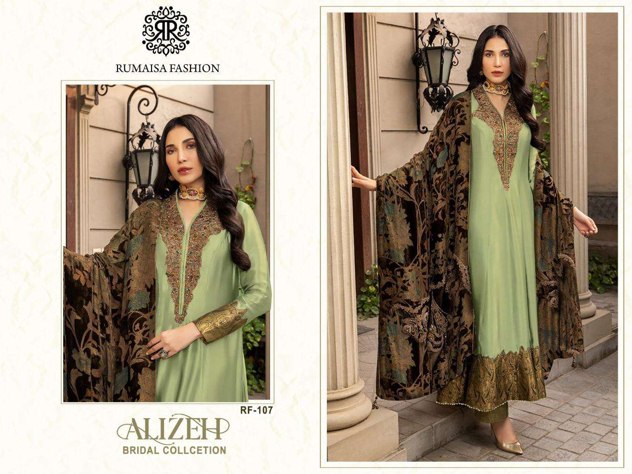 ALIZEH BY RUMAISHA 107-A TO 107-B SERIES BEAUTIFUL PAKISTANI SUITS COLORFUL STYLISH FANCY CASUAL WEAR & ETHNIC WEAR GEORGETTE EMBROIDERED DRESSES AT WHOLESALE PRICE