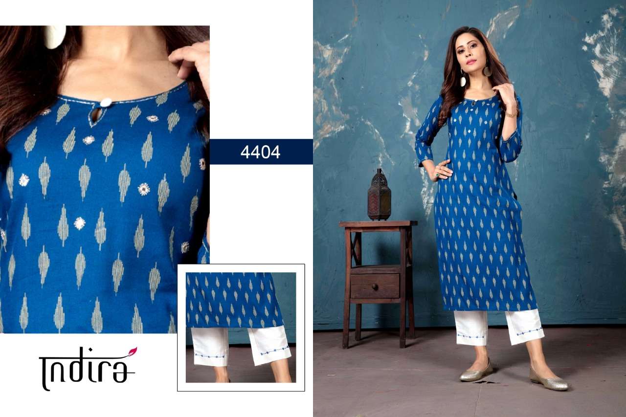 BASANT BY INDIRA 4401 TO 4404 SERIES BEAUTIFUL STYLISH FANCY COLORFUL CASUAL WEAR & ETHNIC WEAR PURE COTTON LINEN KURTIS WITH BOTTOM AT WHOLESALE PRICE