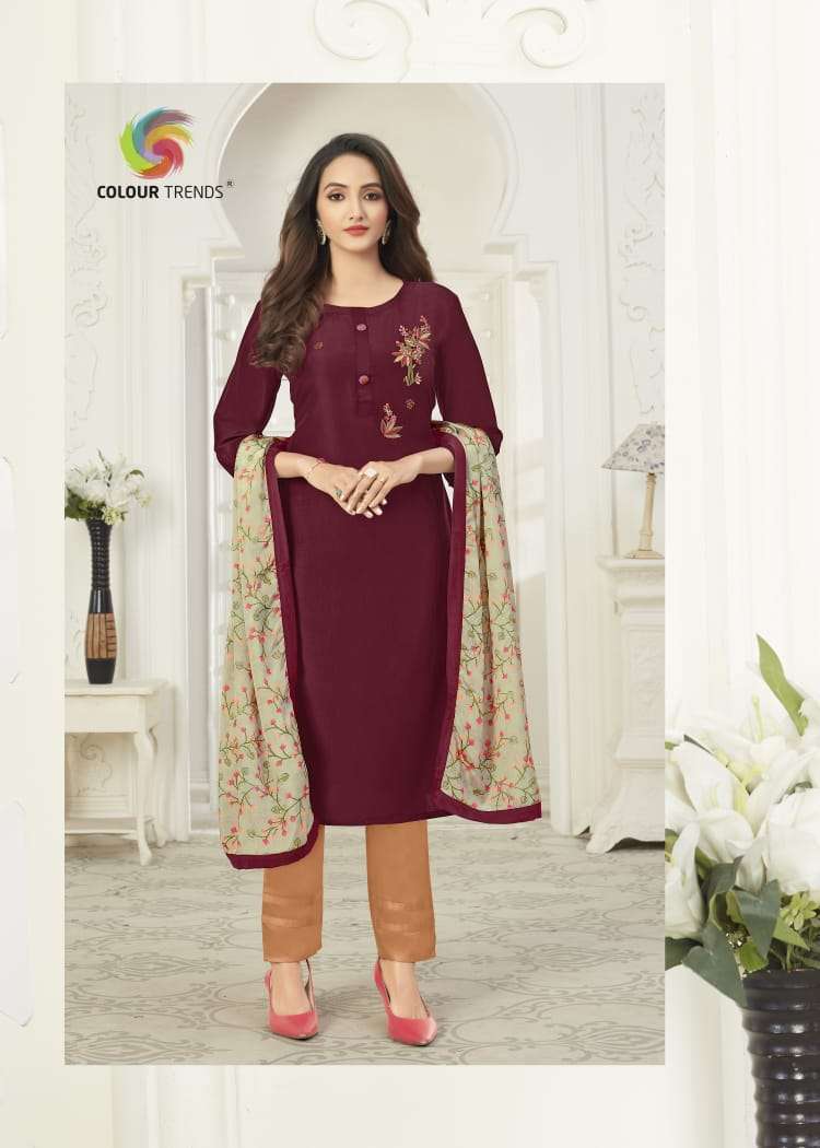 BANDHAN VOL-4 BY COLOUR TRENDS 4001 TO 4006 SERIES STYLISH FANCY COLORFUL COLLECTION CASUAL WEAR & ETHNIC WEAR MUSLIN KURTIS WITH DUPATTA AT WHOLESALE PRICE