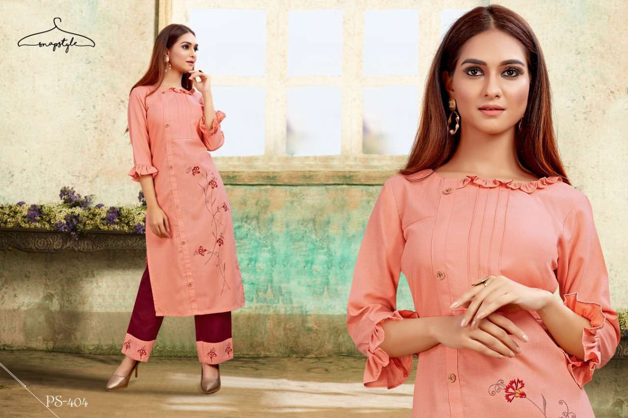 KHWAB VOL-2 BY SNAPSTYLE 400 TO 405 SERIES STYLISH FANCY BEAUTIFUL COLORFUL CASUAL WEAR & ETHNIC WEAR COTTON SLUB KURTIS AT WHOLESALE PRICE