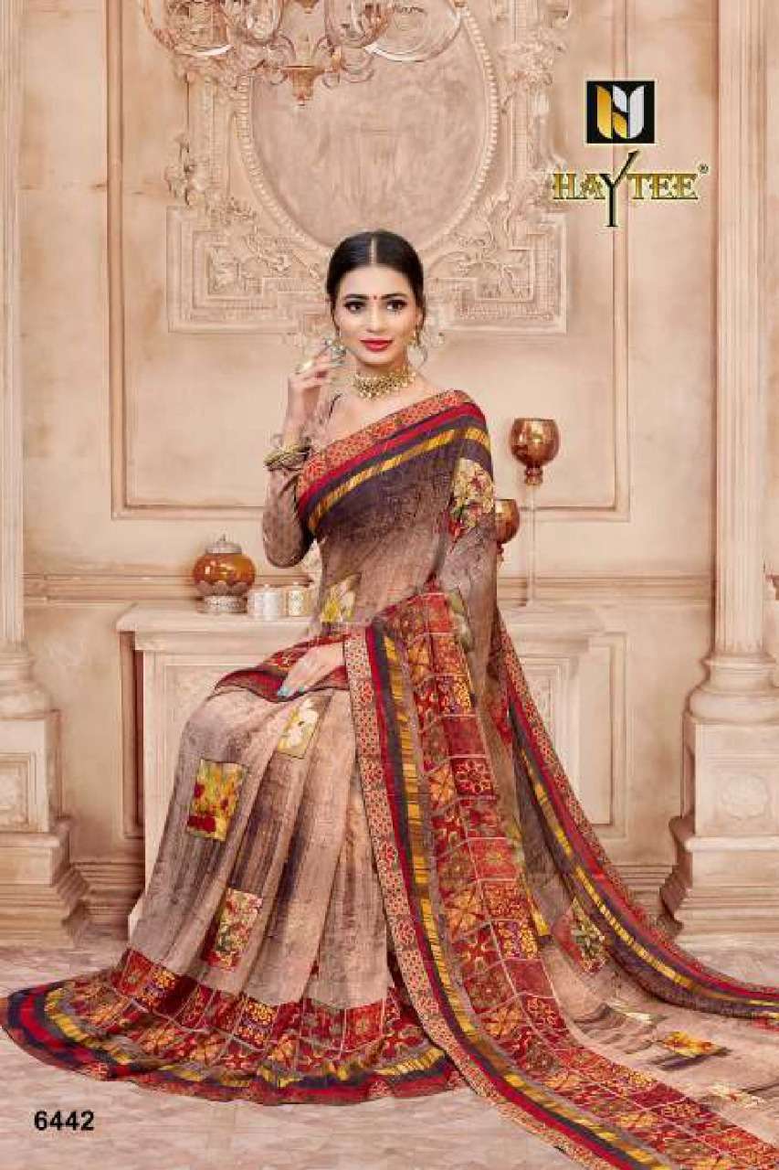 SEOSONS BY HAYTEE 6436 TO 6443 SERIES INDIAN TRADITIONAL WEAR COLLECTION BEAUTIFUL STYLISH FANCY COLORFUL PARTY WEAR & OCCASIONAL WEAR WEIGHTLESS PRINT SAREES AT WHOLESALE PRICE