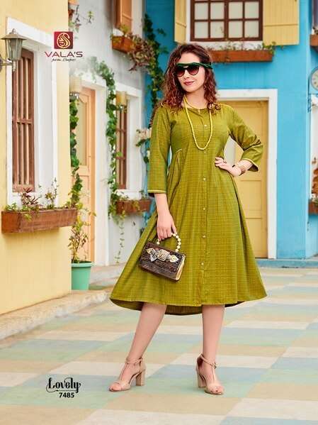 LOVELY BY VALAS 7484 TO 7491 SERIES DESIGNER STYLISH FANCY COLORFUL BEAUTIFUL PARTY WEAR & ETHNIC WEAR COLLECTION RAYON DOBBY KURTIS AT WHOLESALE PRICE