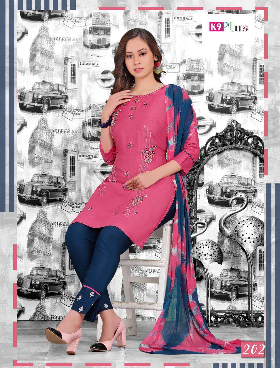 GLAM LOOK BY K9 PLUS 201 TO 208 SERIES BEAUTIFUL STYLISH SHARARA SUITS FANCY COLORFUL CASUAL WEAR & ETHNIC WEAR & READY TO WEAR HEAVY RAYON DRESSES AT WHOLESALE PRICE