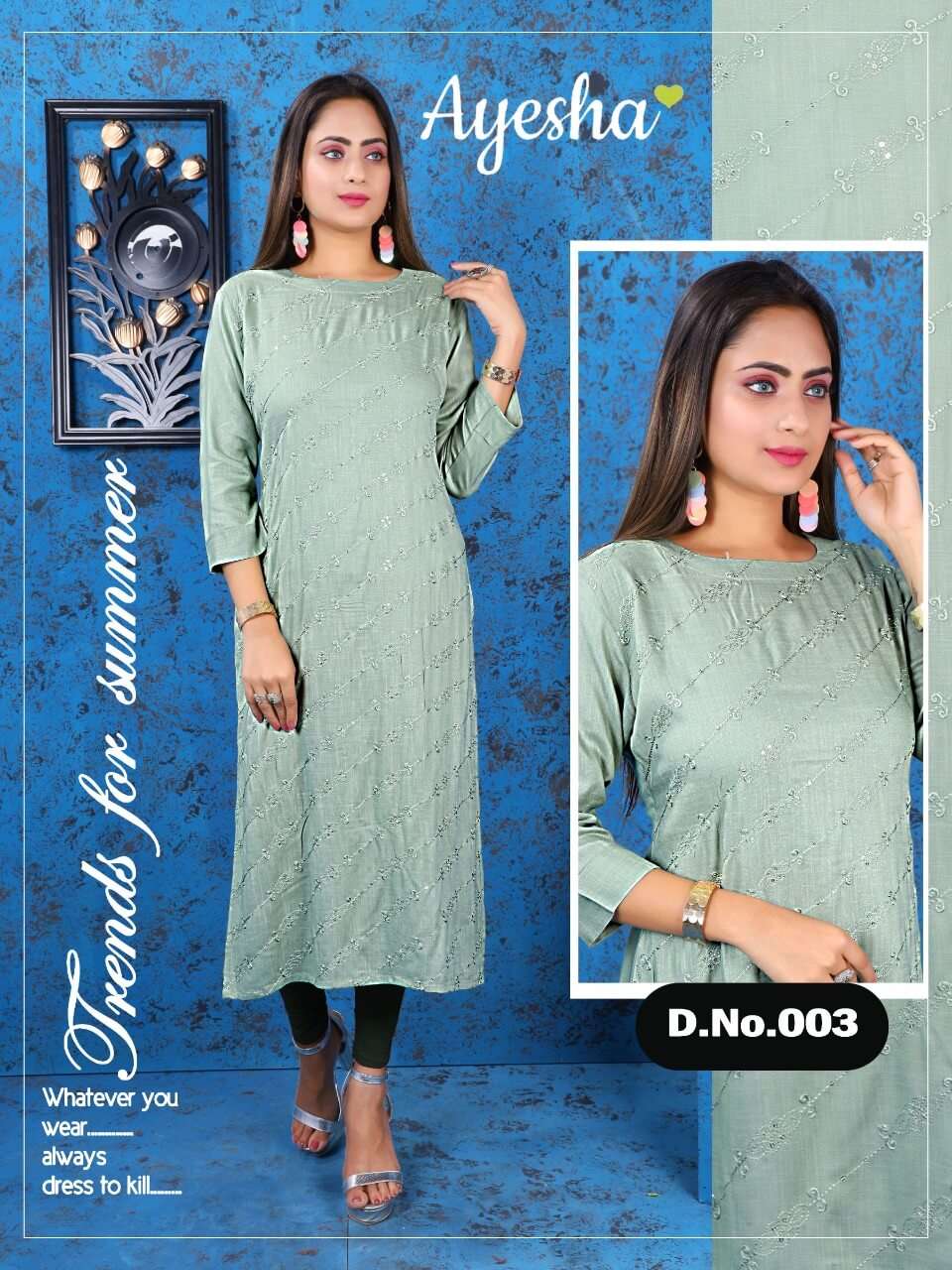 RESHMA BY AYESHA 01 TO 05 SERIES DESIGNER STYLISH FANCY COLORFUL BEAUTIFUL PARTY WEAR & ETHNIC WEAR COLLECTION HEAVY RAYON SLUB EMBROIDERY KURTIS AT WHOLESALE PRICE