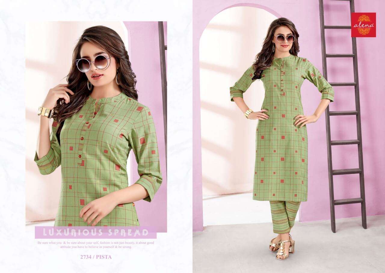 SHUBRA BY ALENA 2734-A TO 2736-B SERIES DESIGNER STYLISH FANCY COLORFUL BEAUTIFUL PARTY WEAR & ETHNIC WEAR COLLECTION COTTON KURTIS WITH BOTTOM AT WHOLESALE PRICE