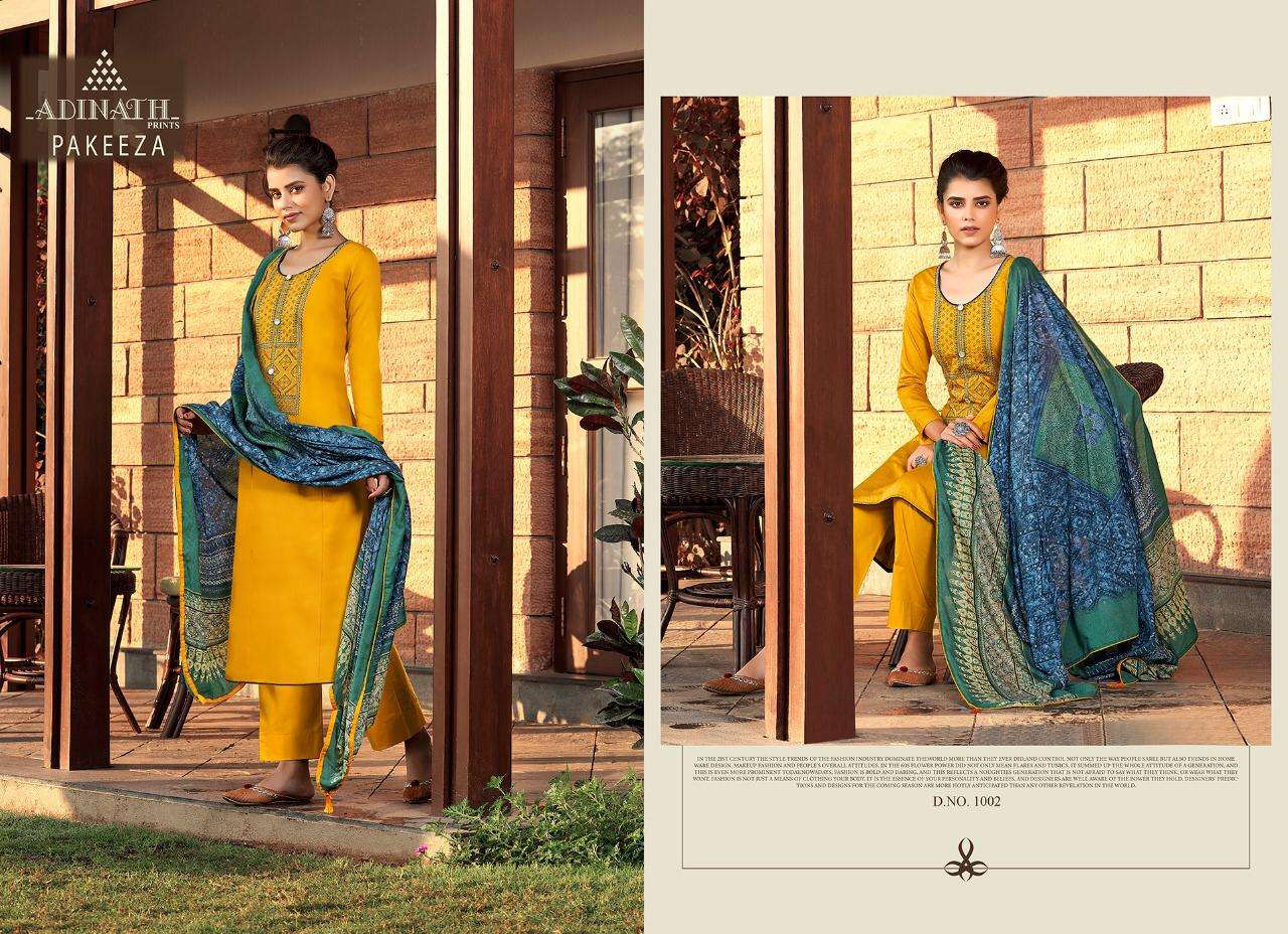 PAKEEZA BY ADINATH PRINTS 1001 TO 1006 SERIES BEAUTIFUL STYLISH SUITS FANCY COLORFUL CASUAL WEAR & ETHNIC WEAR & READY TO WEAR HEAVY JAM COTTON EMBROIDERED DRESSES AT WHOLESALE PRICE