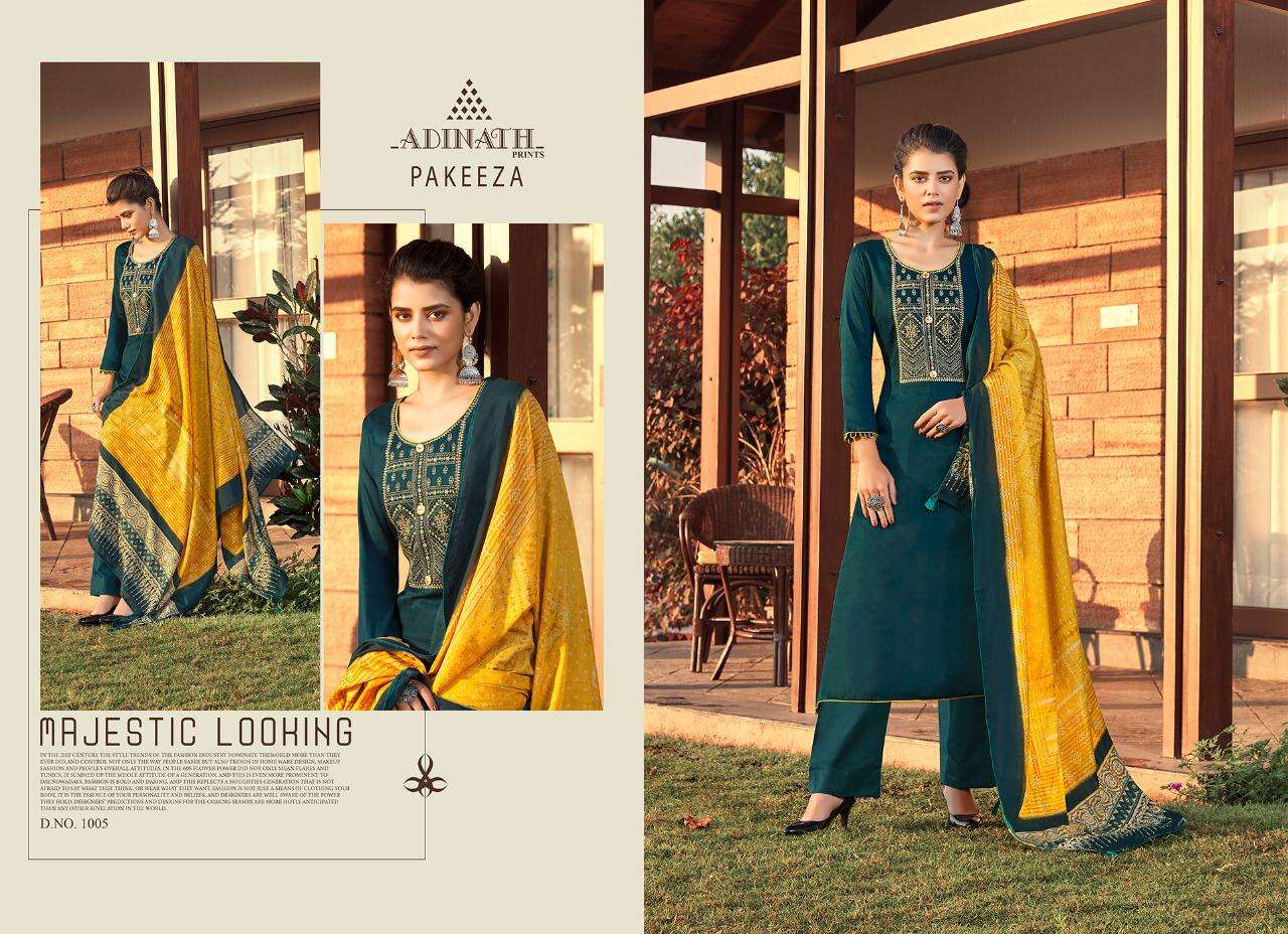 PAKEEZA BY ADINATH PRINTS 1001 TO 1006 SERIES BEAUTIFUL STYLISH SUITS FANCY COLORFUL CASUAL WEAR & ETHNIC WEAR & READY TO WEAR HEAVY JAM COTTON EMBROIDERED DRESSES AT WHOLESALE PRICE