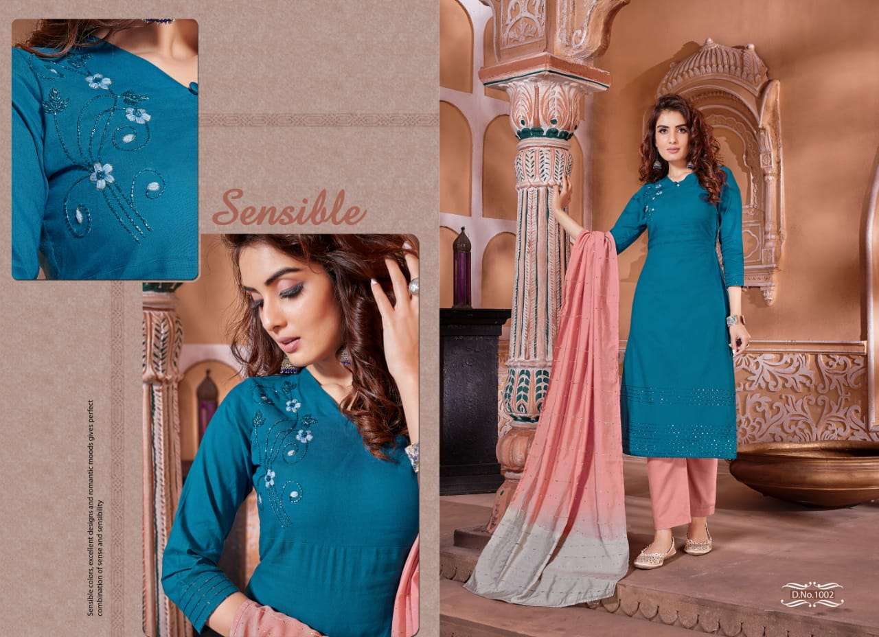 NAYSHA BY SELESTA 1001 TO 1005 SERIES BEAUTIFUL SUITS STYLISH FANCY COLORFUL PARTY WEAR & OCCASIONAL WEAR PURE COTTON HANDWORK DRESSES AT WHOLESALE PRICE