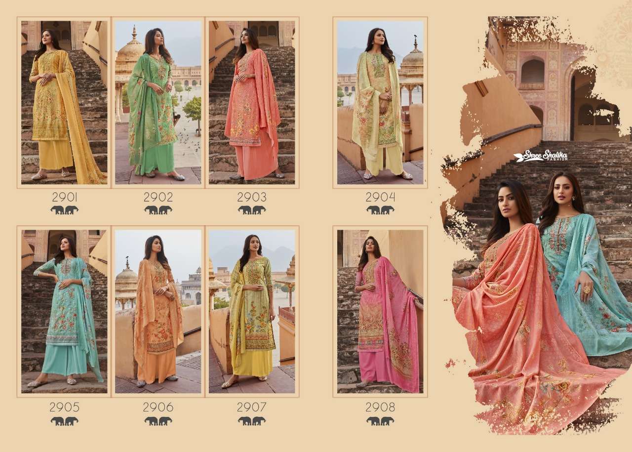 SHALIKA VOL-65 BY SHREE SHALIKA FASHION 2901 TO 2908 SERIES BEAUTIFUL STYLISH SUITS FANCY COLORFUL CASUAL WEAR & ETHNIC WEAR & READY TO WEAR PURE COTTON DIGITAL PRINT WITH WORK DRESSES AT WHOLESALE PRICE