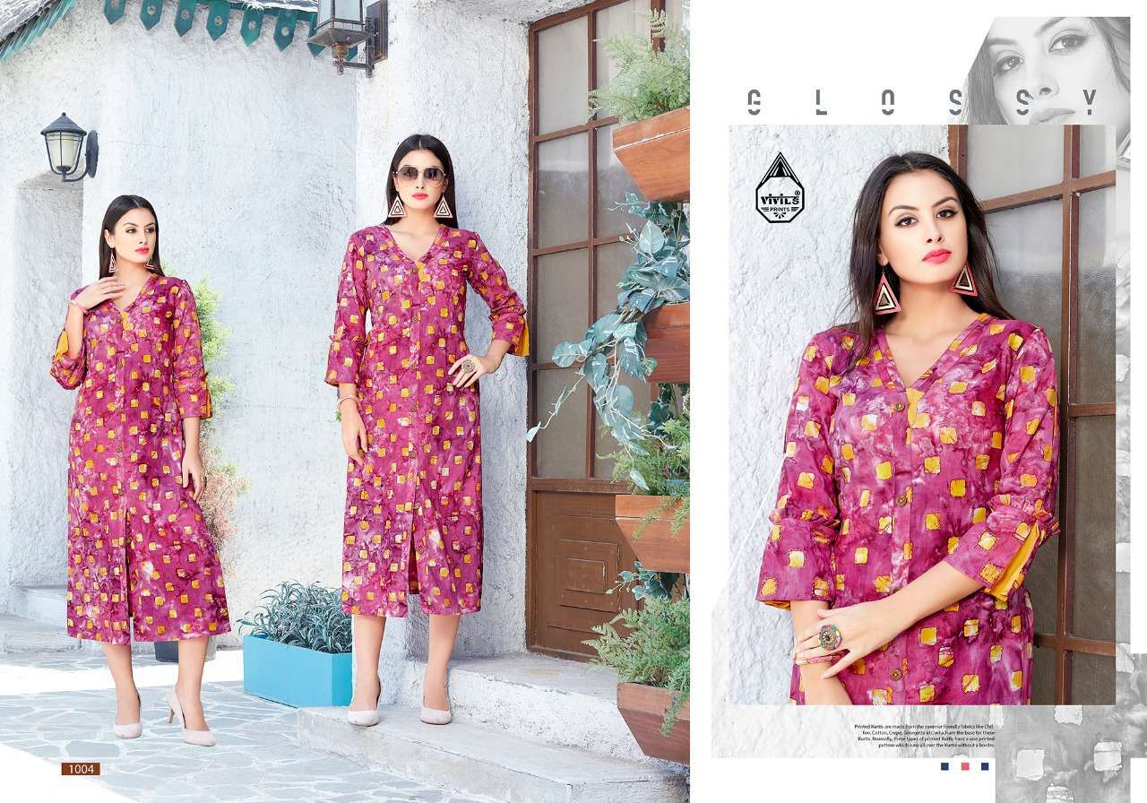 SEVEN STAR BY VIVILS PRINTS 1001 TO 1007 SERIES DESIGNER WEDDING COLLECTION BEAUTIFUL STYLISH FANCY COLORFUL PARTY WEAR & OCCASIONAL WEAR PURE COTTON KURTIS AT WHOLESALE PRICE