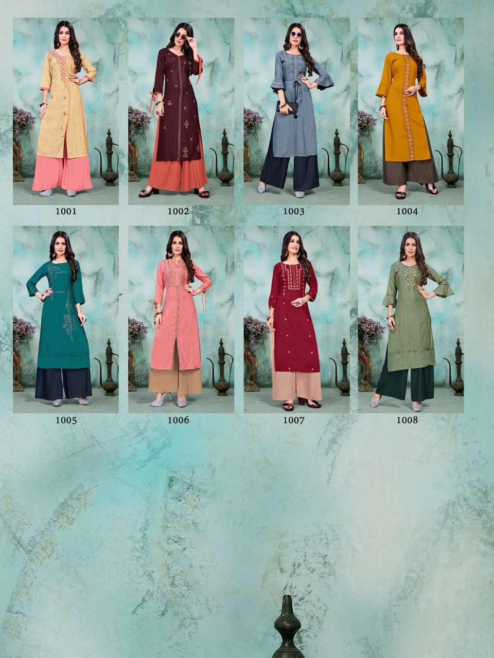 CHARLOTTE VOL-2 BY SMRITI 2101 TO 2108 SERIES DESIGNER STYLISH FANCY COLORFUL BEAUTIFUL PARTY WEAR & ETHNIC WEAR COLLECTION RAYON EMBROIDERED KURTIS WITH BOTTOM AT WHOLESALE PRICE