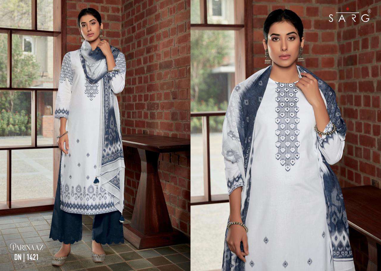 PARINAAZ BY SARG BEAUTIFUL COLORFUL STYLISH FANCY CASUAL WEAR & ETHNIC WEAR & READY TO WEAR CAMBRIC COTTON DIGITAL PRINT WITH WORK DRESSES AT WHOLESALE PRICE