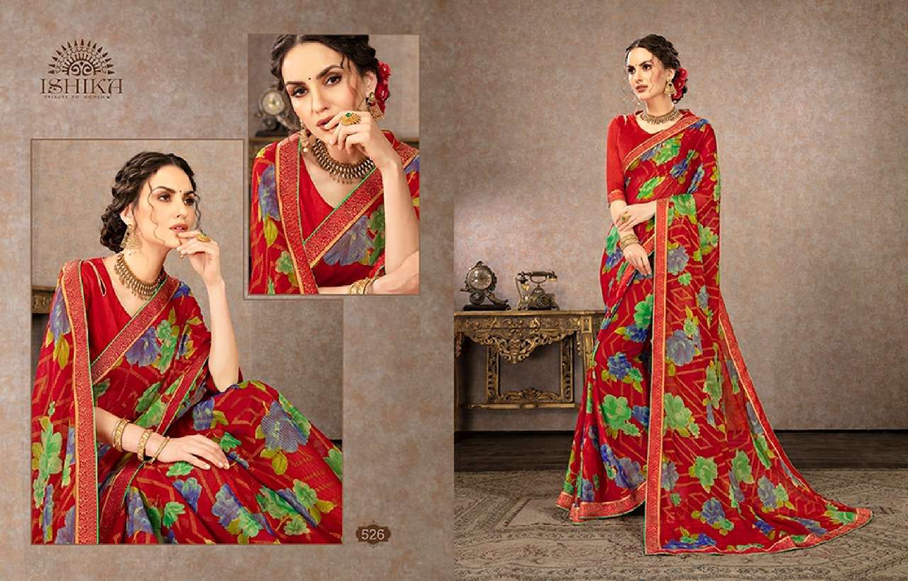 SHUBHAM BY ISHIKA FASHION 521 TO 534 SERIES INDIAN TRADITIONAL WEAR COLLECTION BEAUTIFUL STYLISH FANCY COLORFUL PARTY WEAR & OCCASIONAL WEAR CHIFFON BRASSO SAREES AT WHOLESALE PRICE